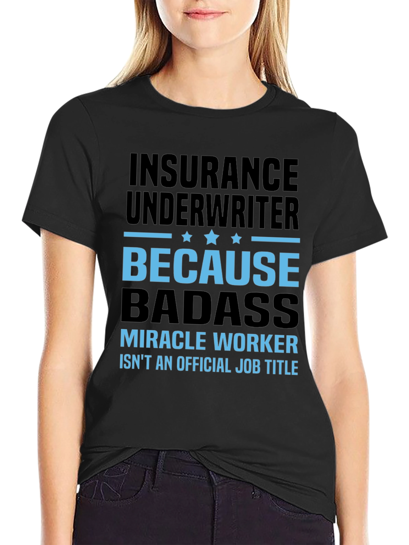 Black Insurance Underwriter Badass T-Shirt view 2