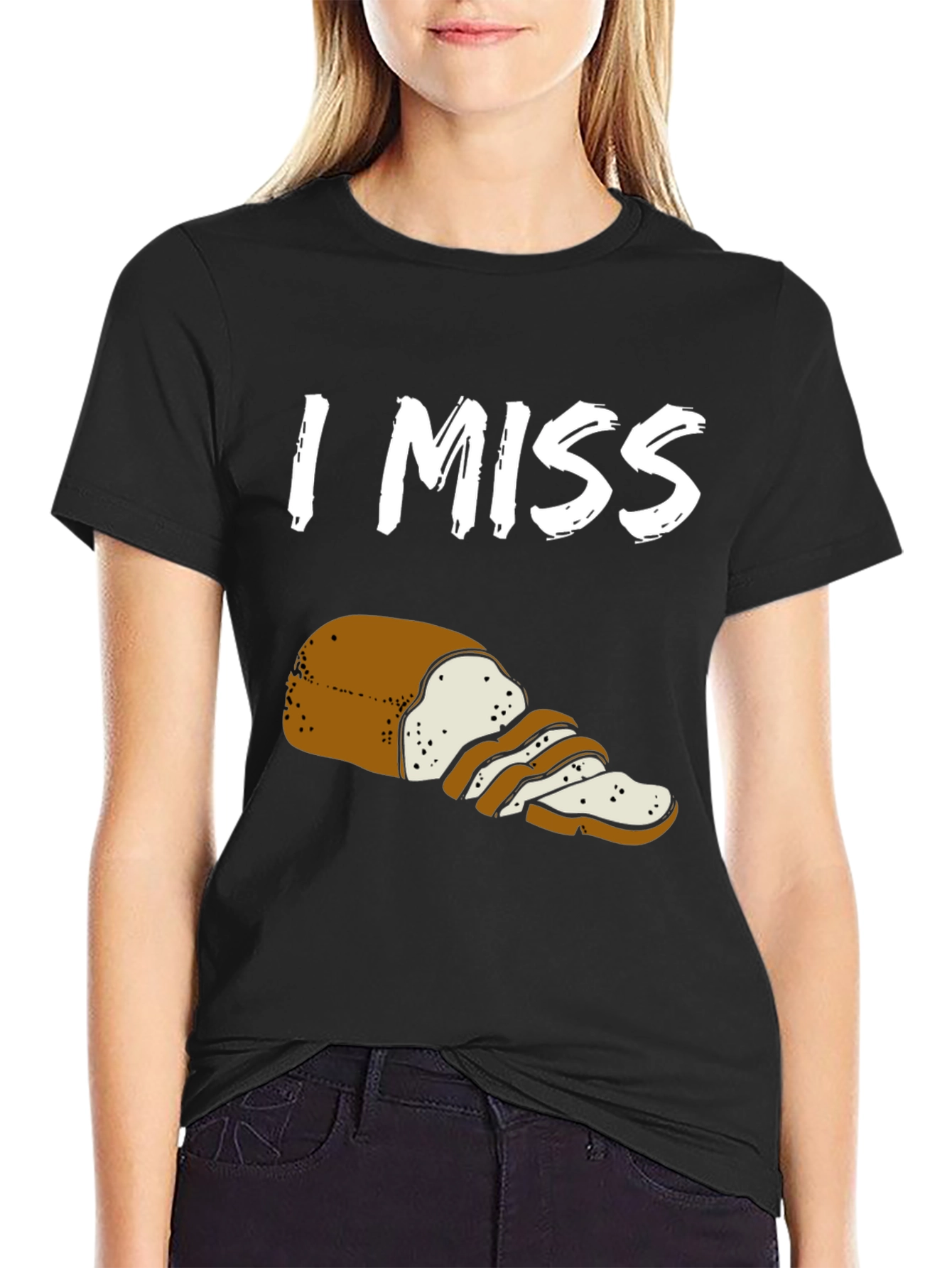 Black I Miss Bread T-Shirt view 2