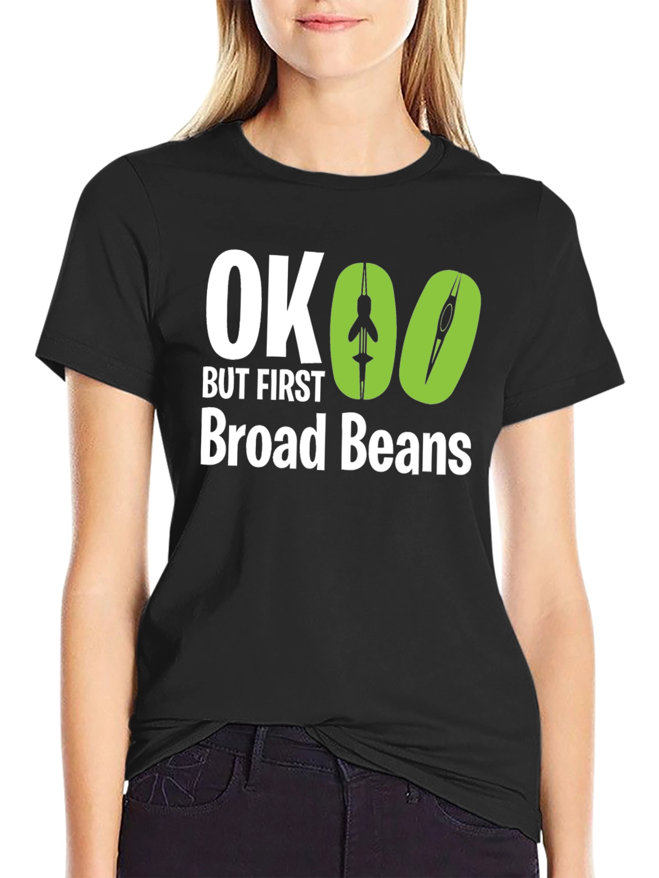 Black OK But First Broad Beans Graphic Tee view 2