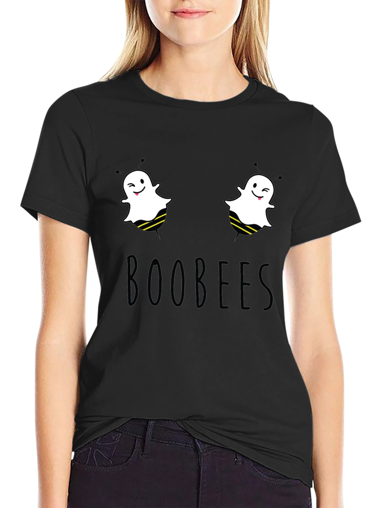 Black Boobees Graphic Tee - Funny Ghost Bee Pun T-Shirt view 2