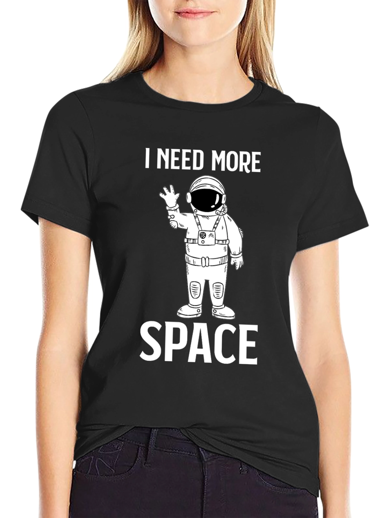 Black I Need More Space T-Shirt - Astronaut Design view 2
