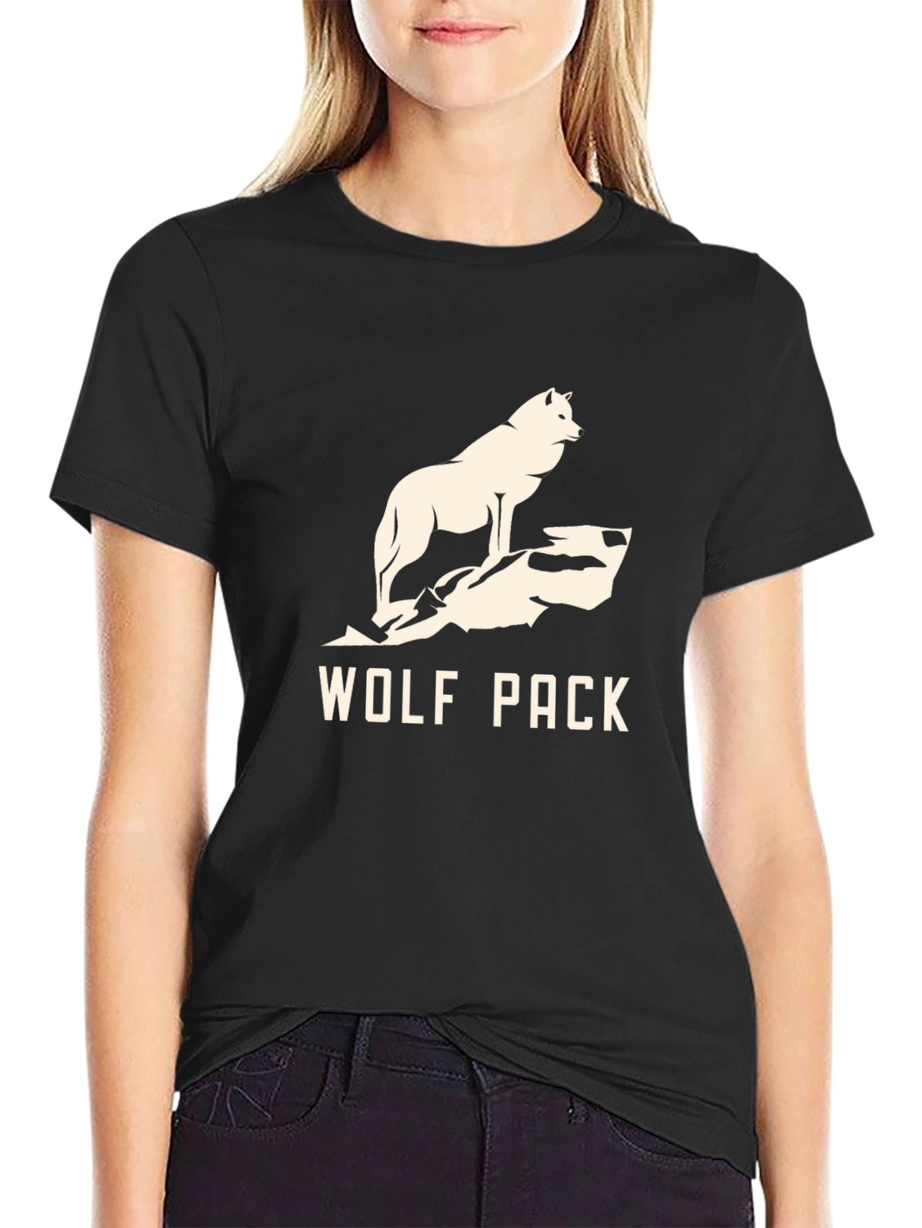 Black Wolf Pack Graphic Tee - Black Cotton Blend view 2