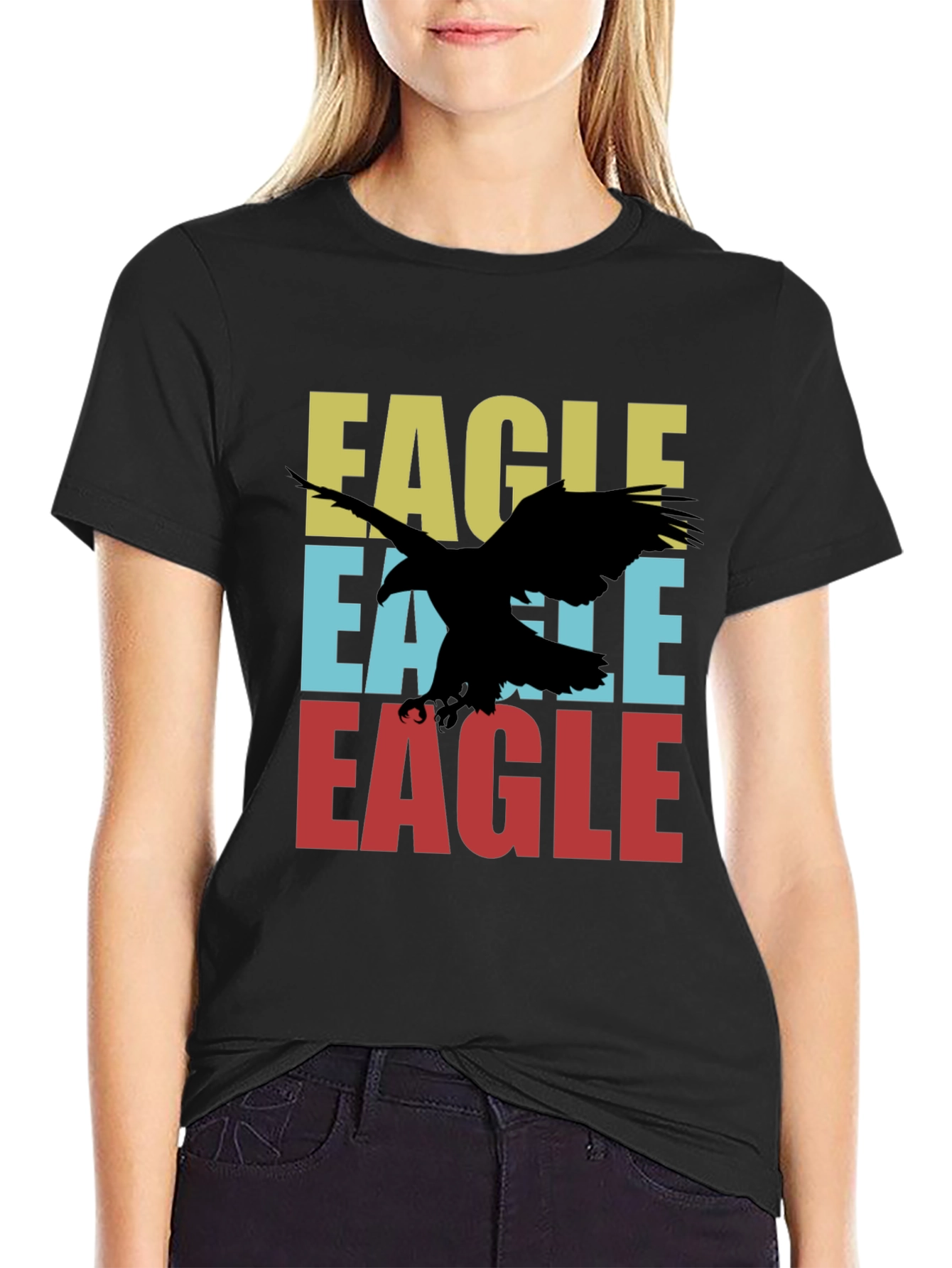 Black Retro Eagle Graphic Tee - Cool Bird Lover Design view 2