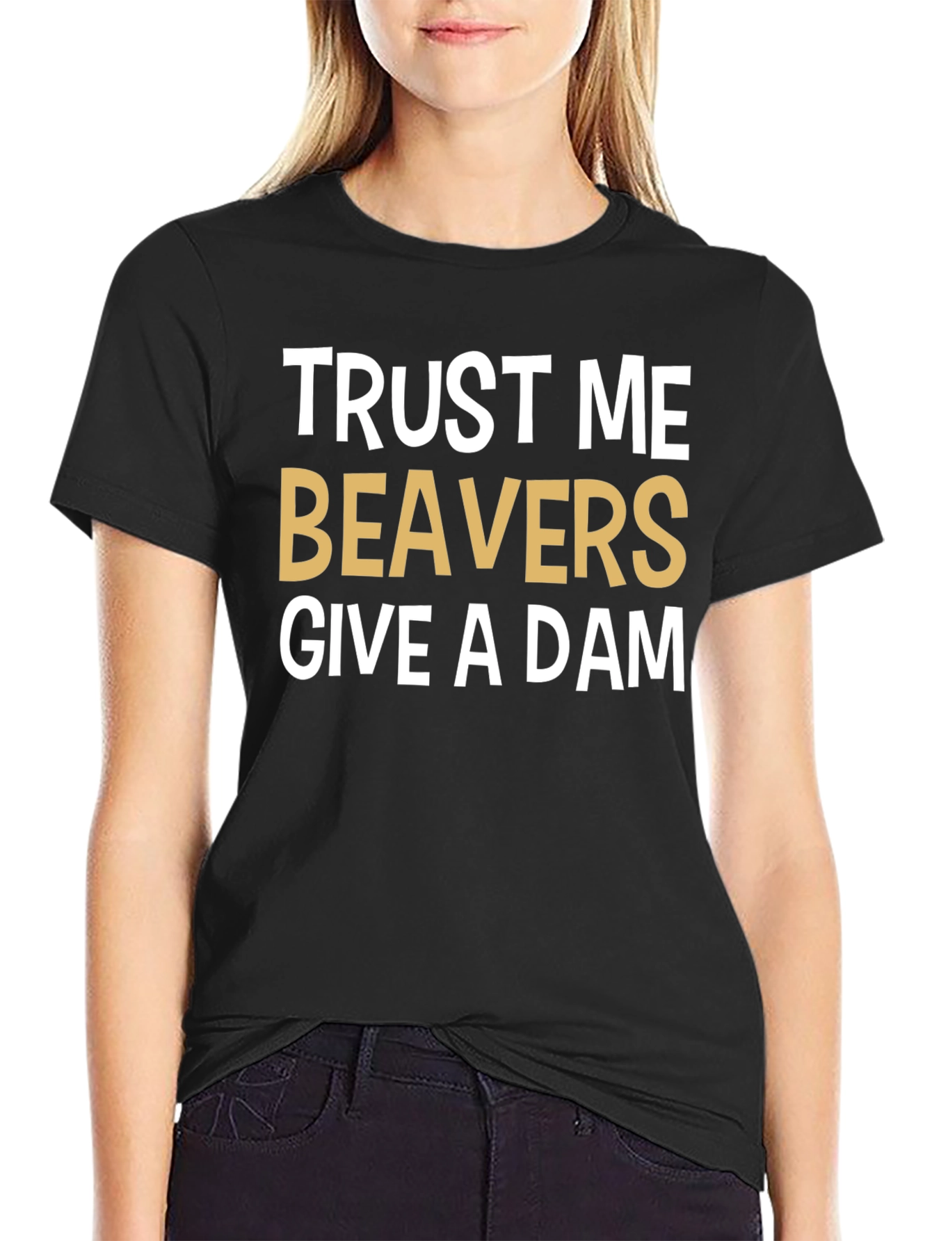 Black Trust Me Beavers Give A Dam Graphic Tee view 2