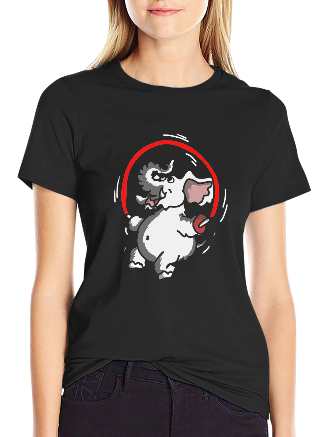 Black Elephant Rope T-Shirt - Black Cotton Graphic Tee view 2