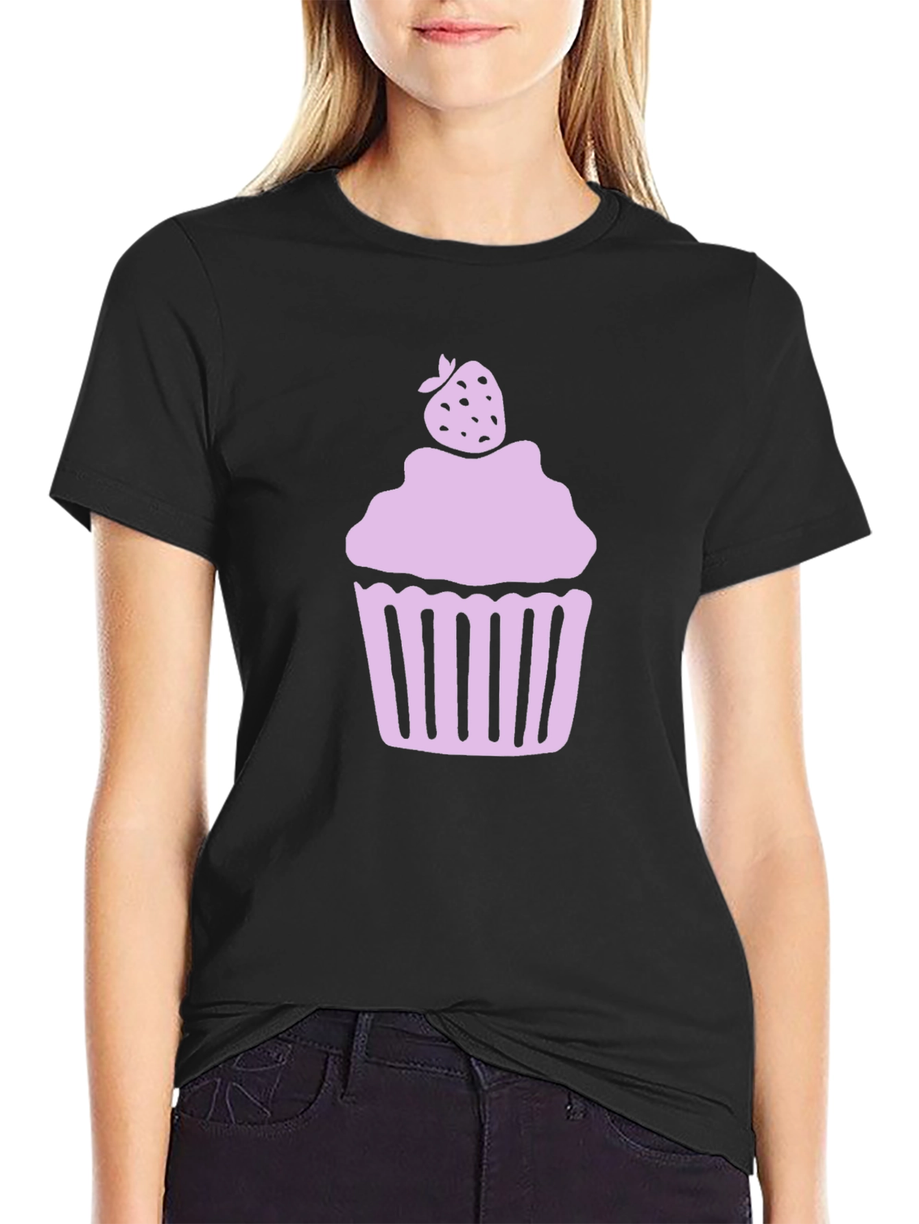 Black Cupcake Graphic Tee - Sweet Style, Black Shirt view 2