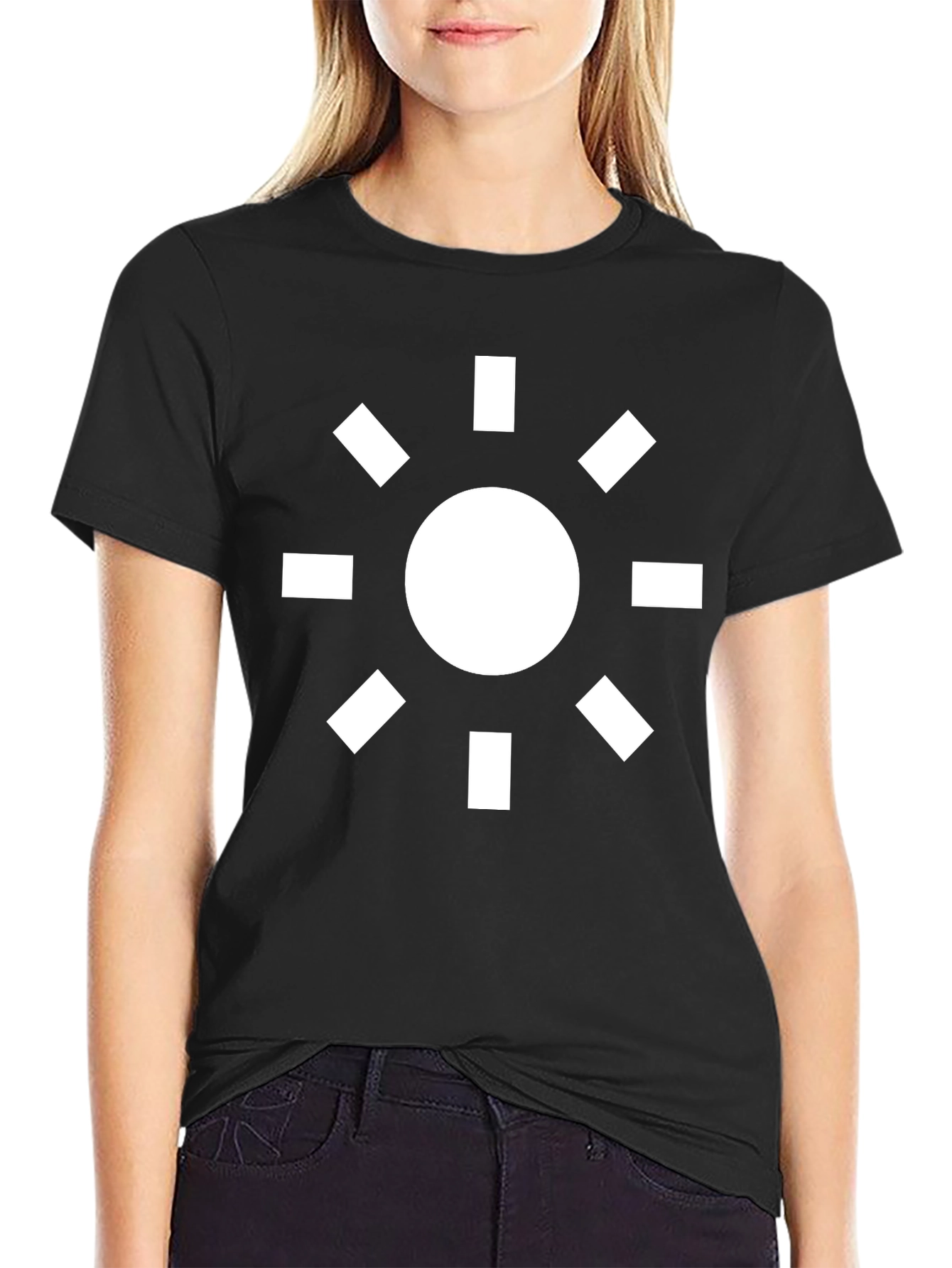 Black Geometric Sun Graphic Tee - Black view 2