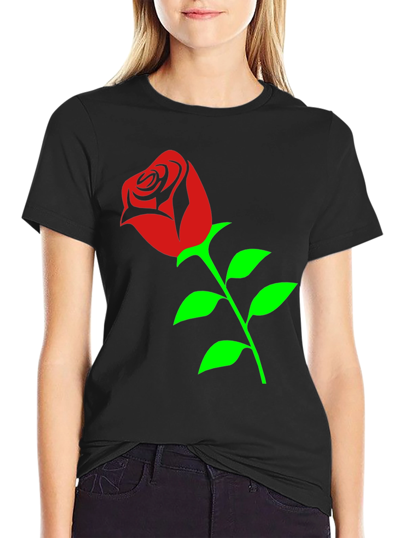 Black Rose Graphic Black T-Shirt view 2