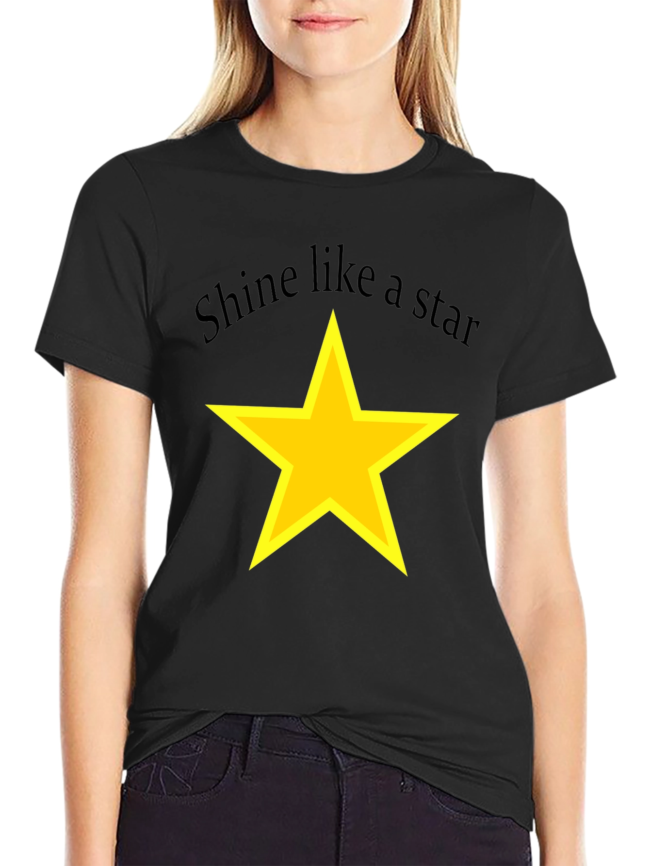 Black Shine Like a Star Black T-Shirt view 2