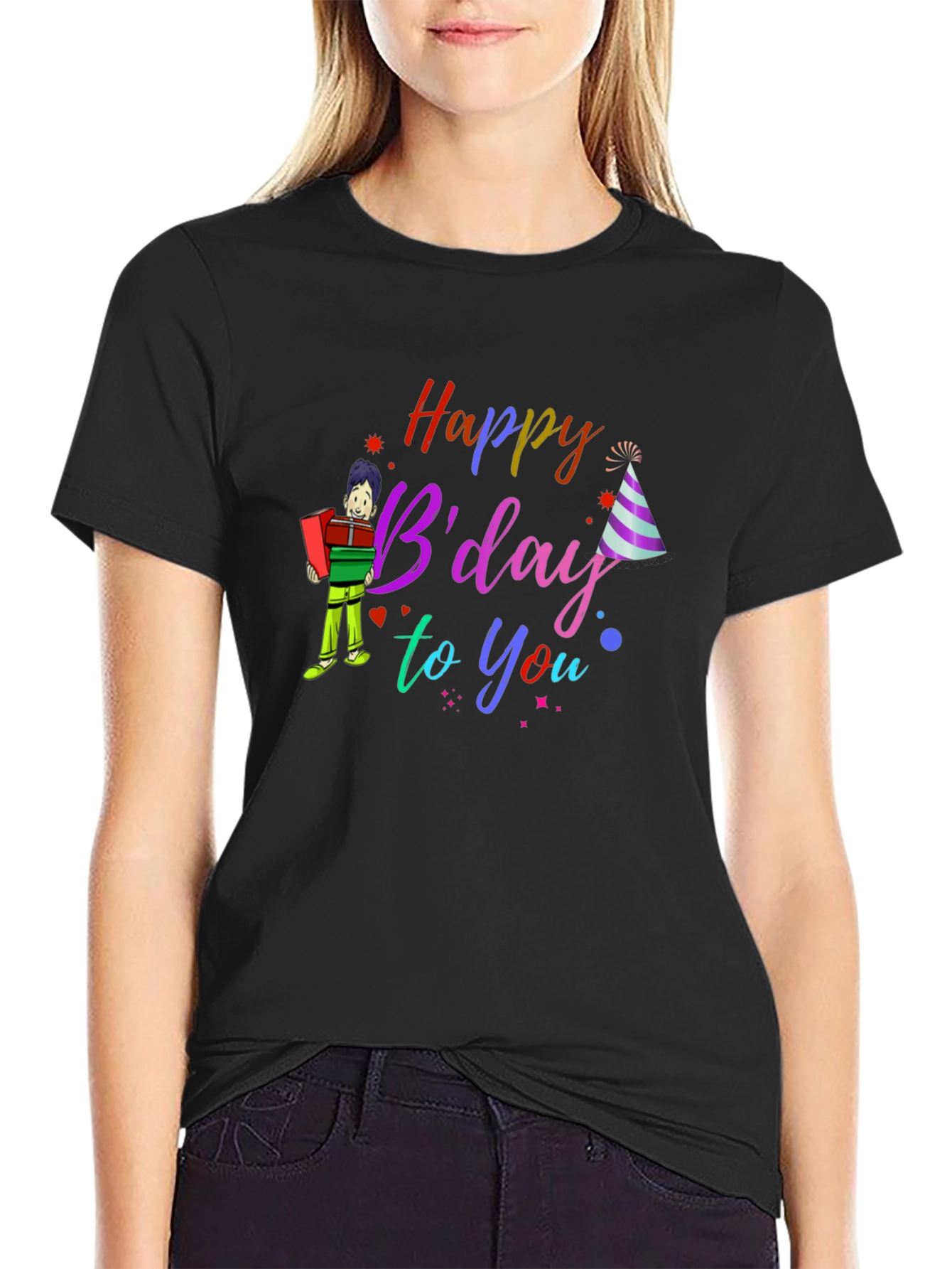 Black Happy B'day to You T-Shirt view 2
