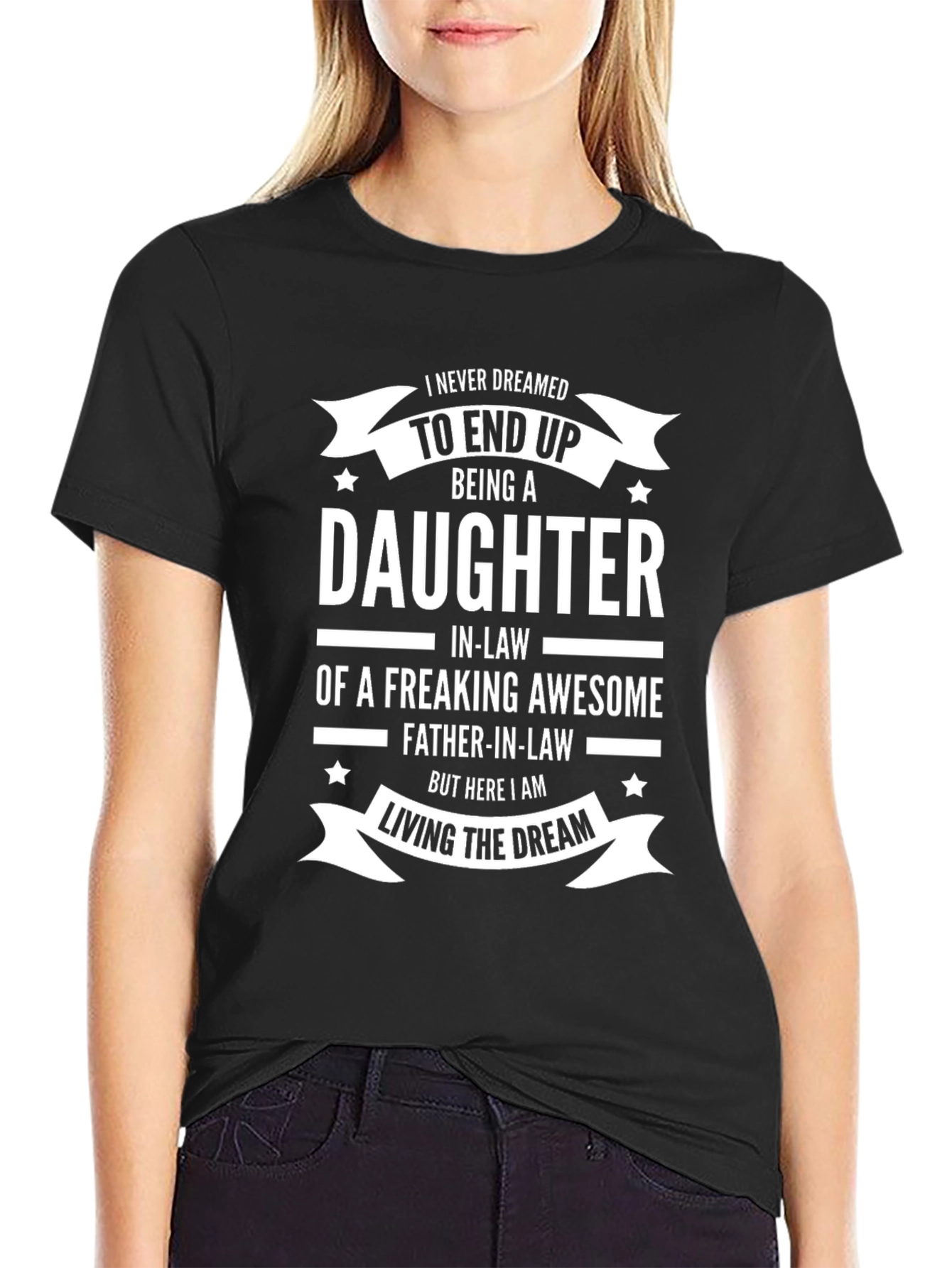 Black Daughter-in-Law Awesome Father-in-Law Graphic T-Shirt view 2