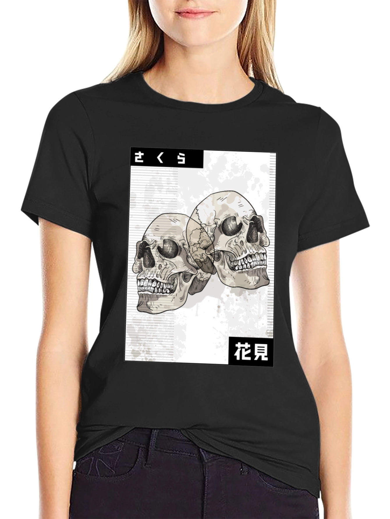 Black Skull Graphic Black T-Shirt - Edgy Streetwear view 2