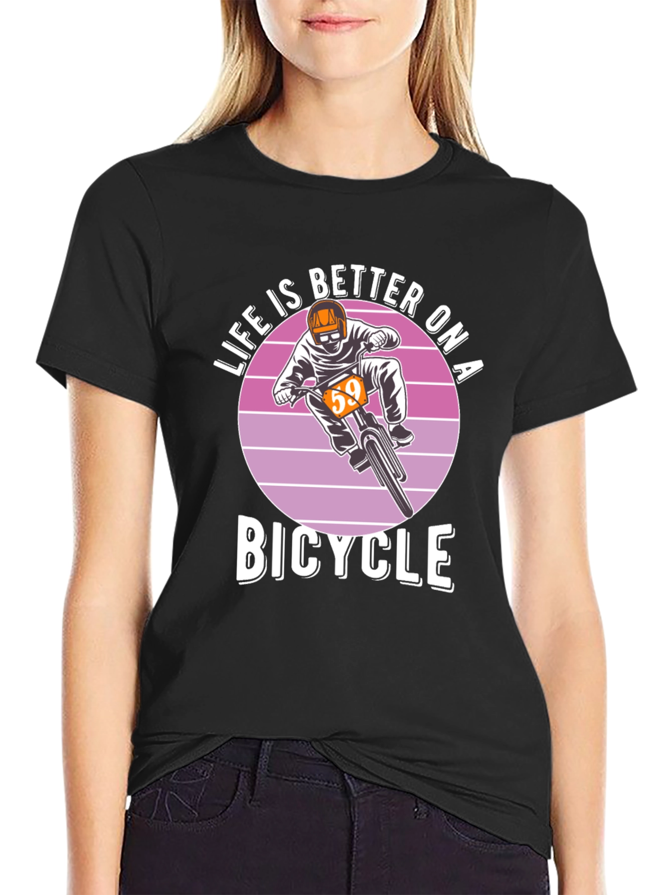 Black Life is Better on a Bicycle T-Shirt view 2