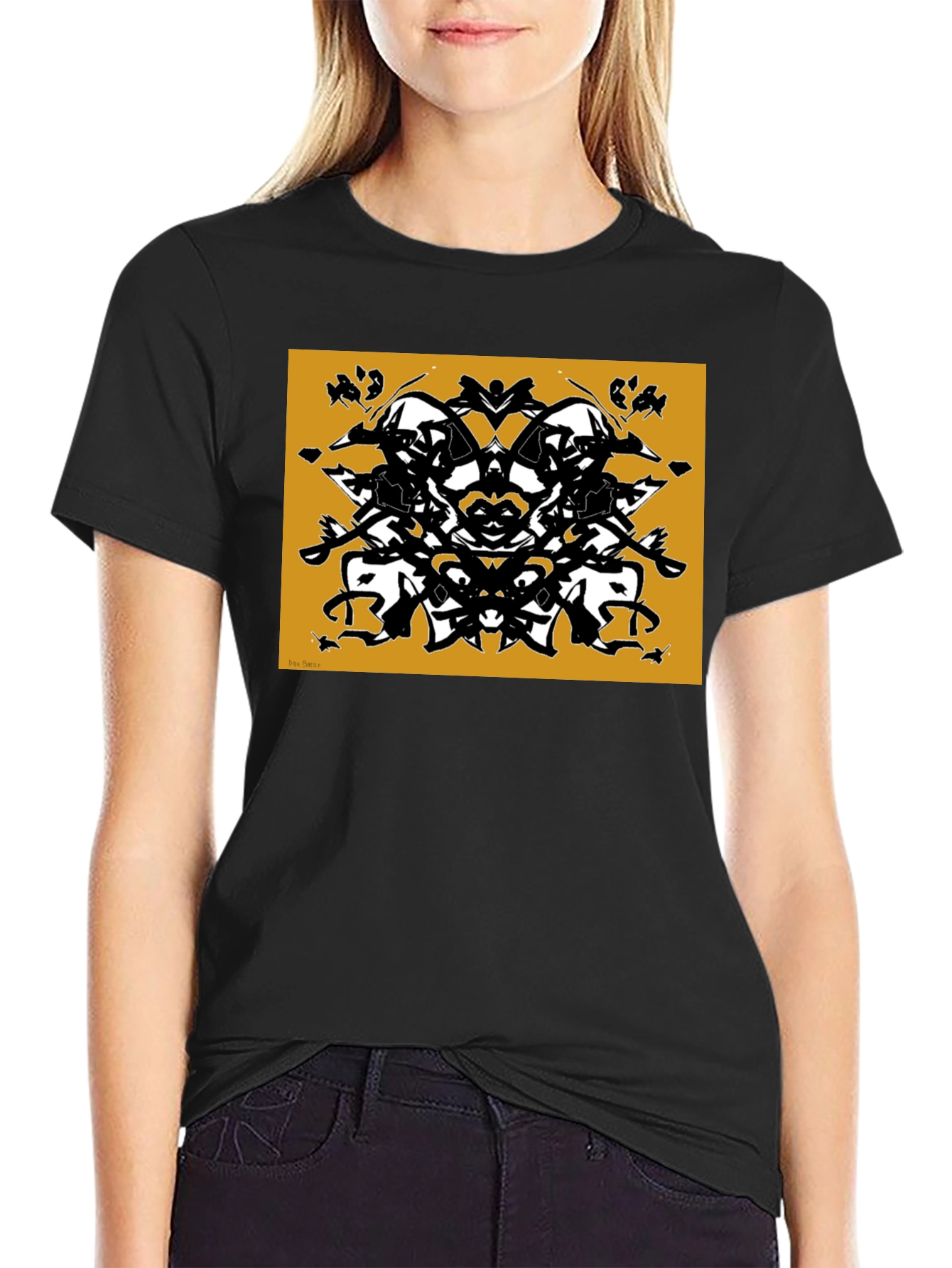 Black Abstract Rorschach Inkblot Graphic Tee view 2