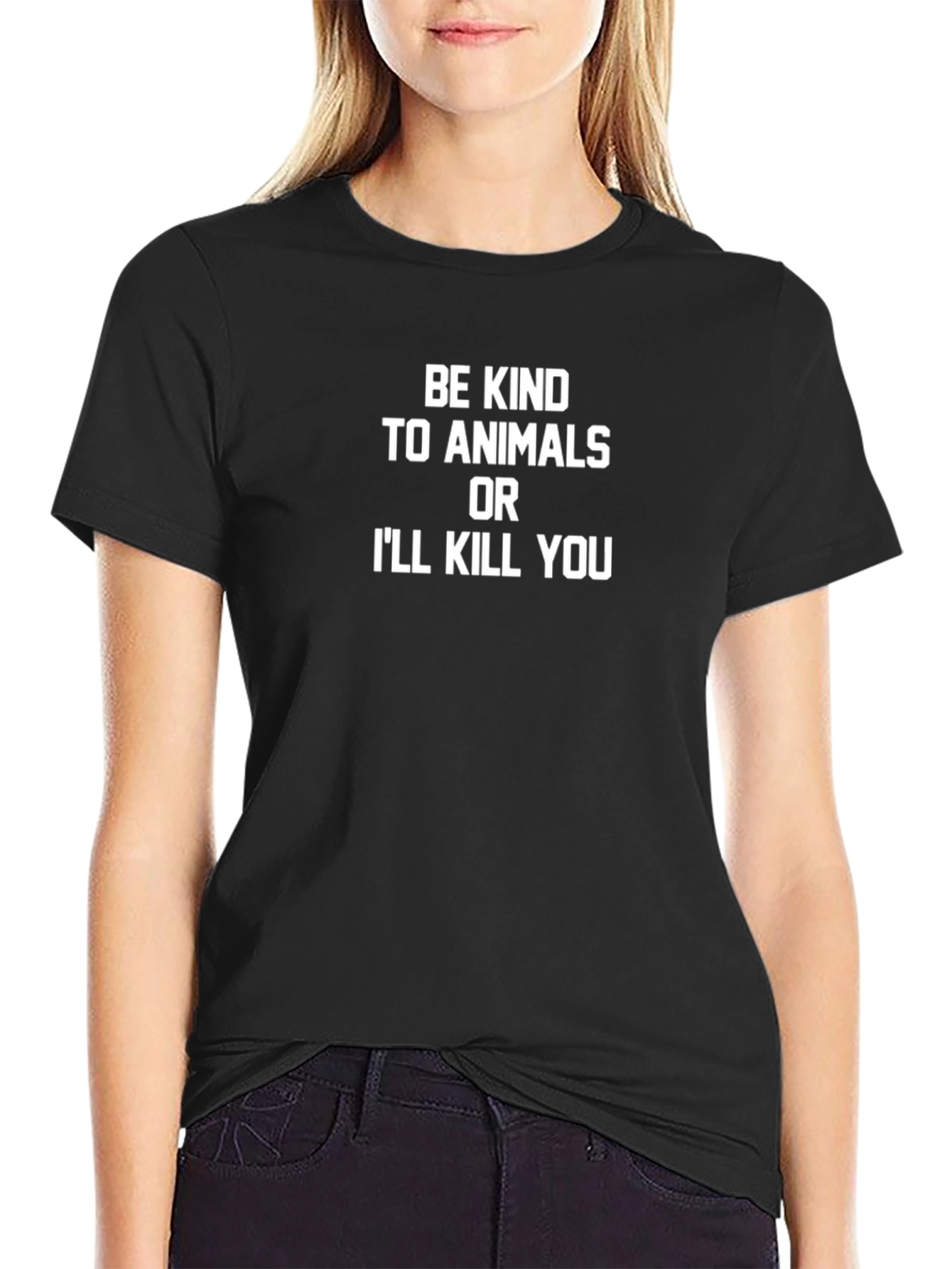 Black Be Kind to Animals T-Shirt Funny Animal Lover Tee view 2