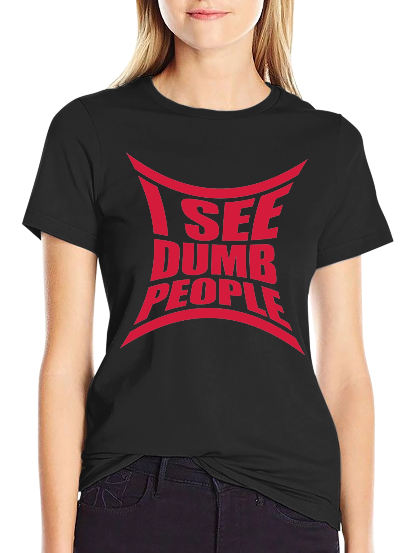 Black I See Dumb People Graphic Tee view 2