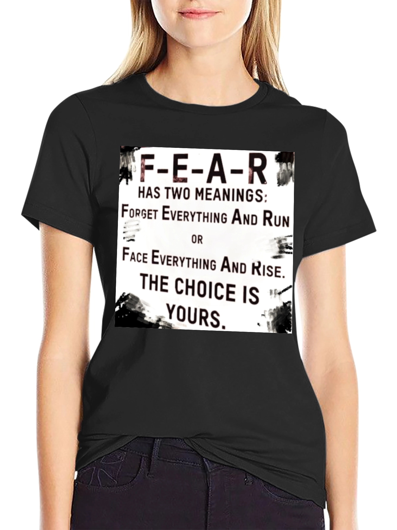 Black Motivational FEAR T-Shirt: Choice Is Yours Graphic Tee view 2