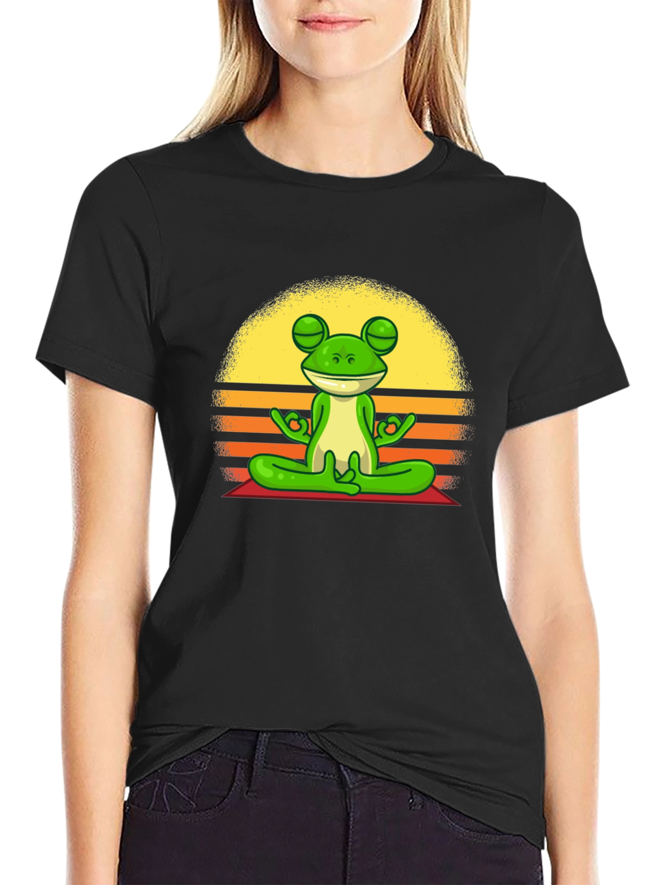 Black Meditating Frog T-Shirt - Zen Vibe Tee view 2