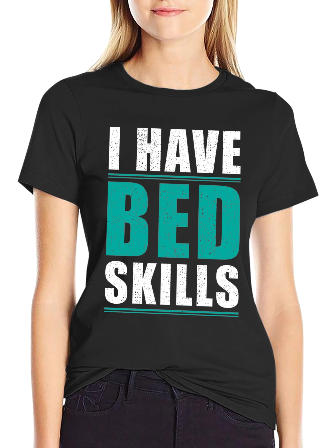 Black I Have Bed Skills Graphic T-Shirt view 2