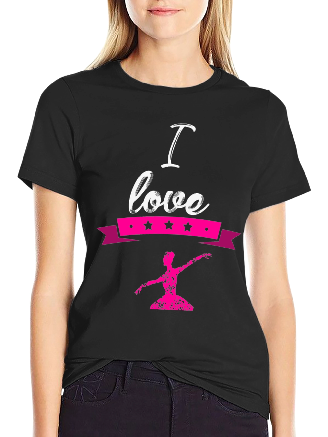 Black I Love Ballet Graphic T-Shirt view 2