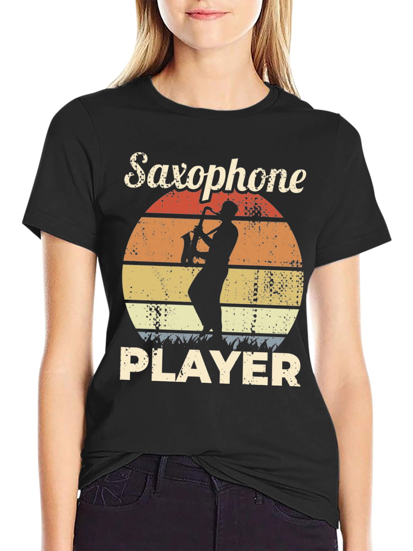 Black Saxophone Player Graphic T-Shirt view 2