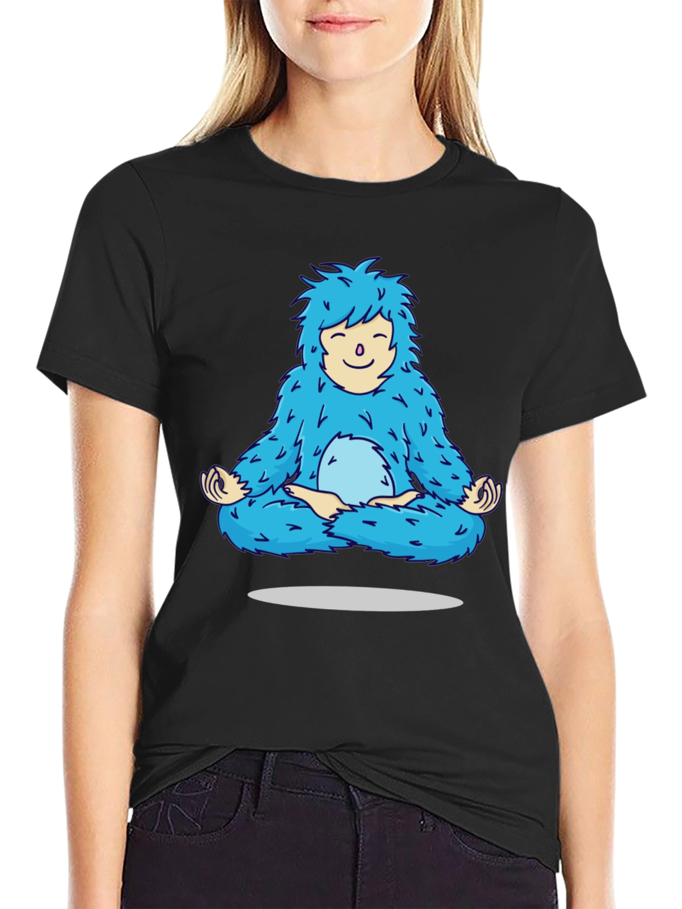 Zen Yeti T-Shirt - Meditating Blue Monster Tee - 2