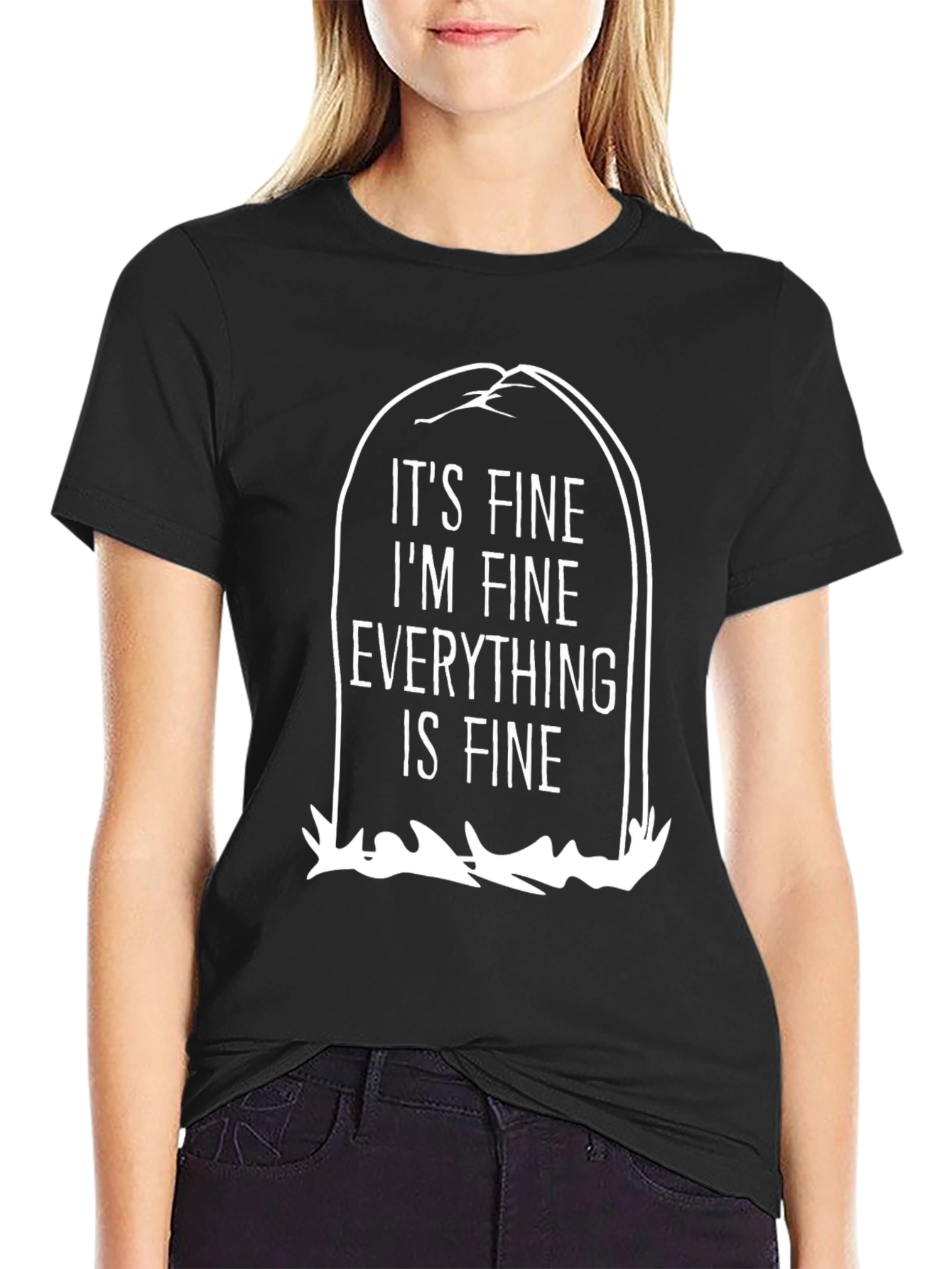 Black It's Fine, I'm Fine, Everything is Fine Black T-Shirt view 2