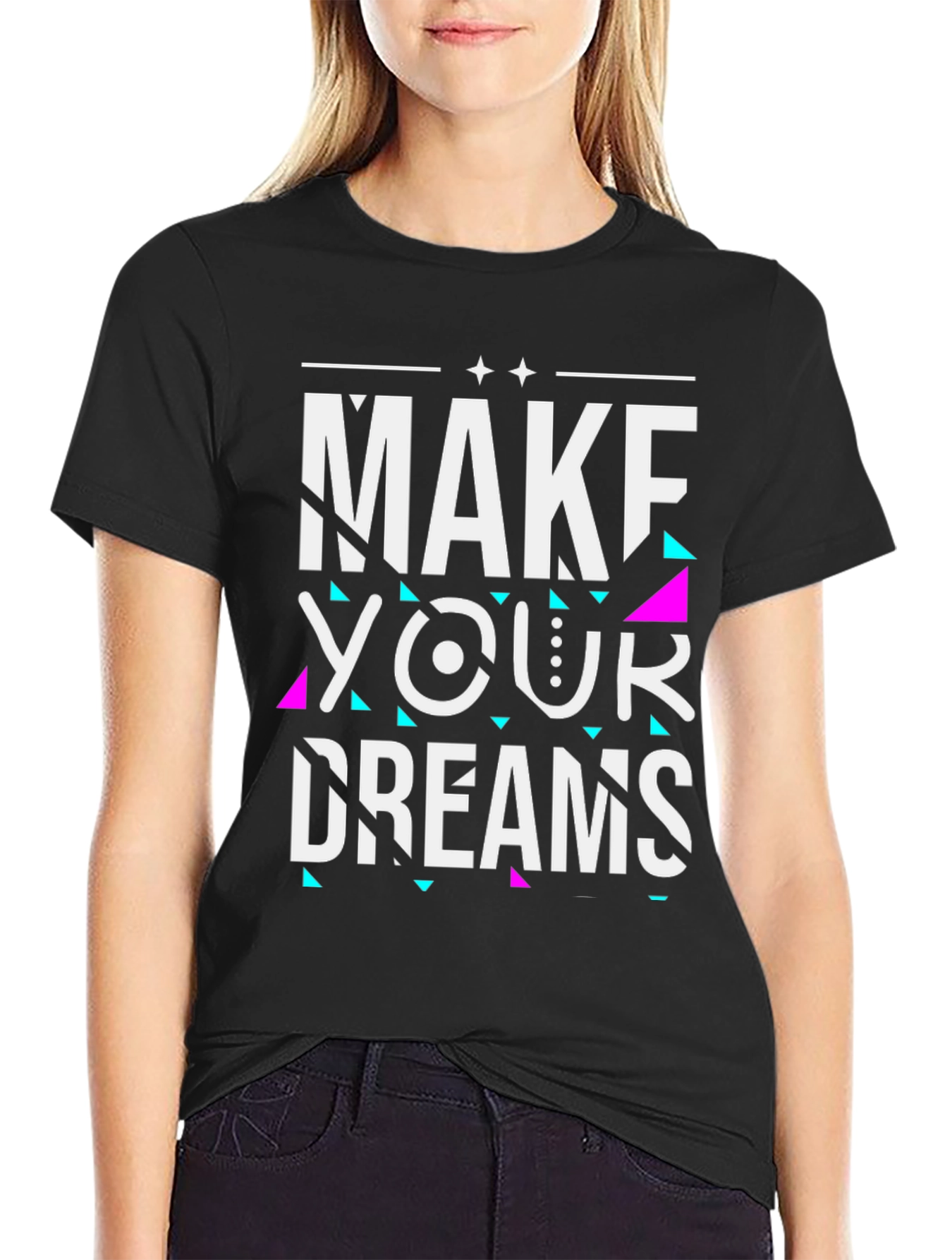 Black Make Your Dreams Graphic Tee - Black view 2