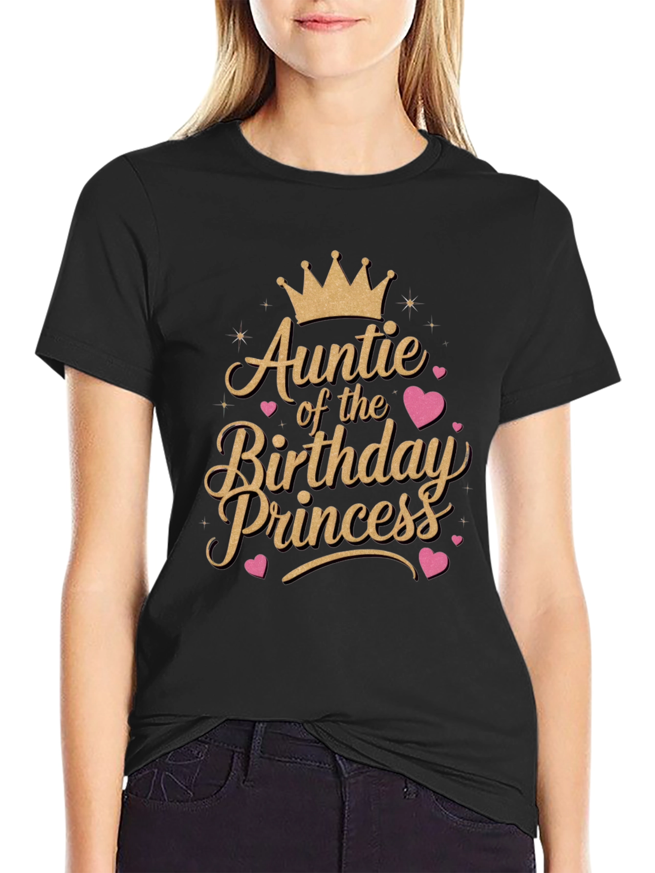 Black Auntie of the Birthday Princess T-Shirt view 2