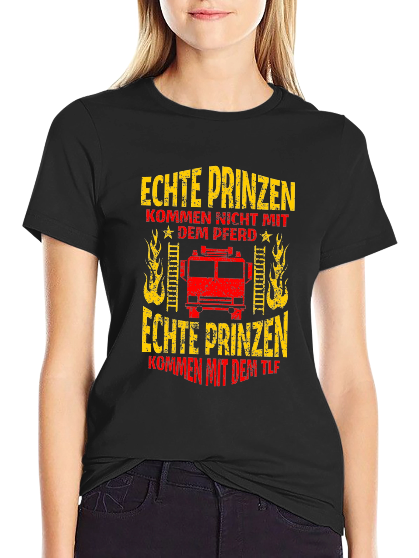 Black Firefighter T-Shirt - Real Princes Come With the TLF view 2