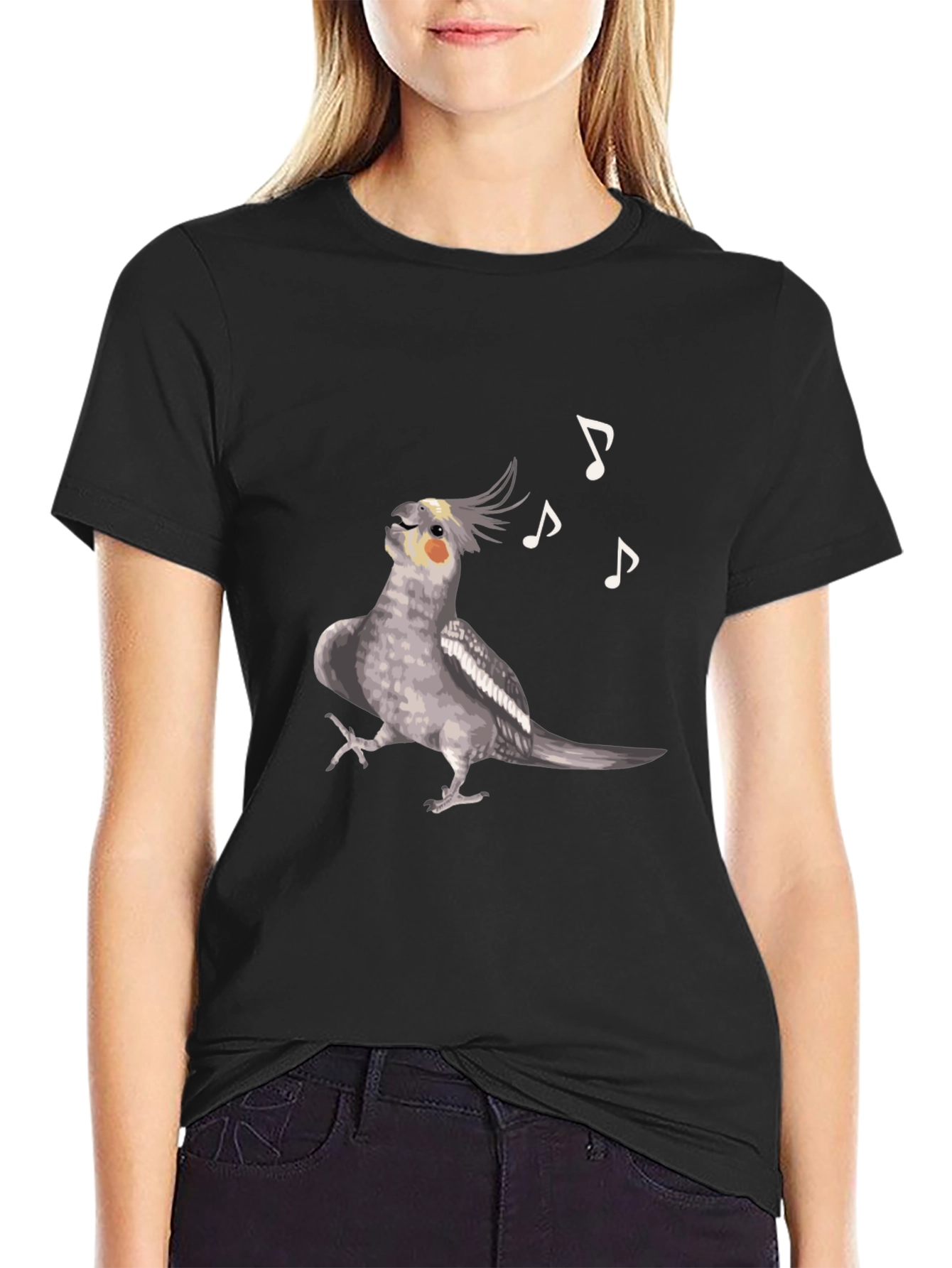 Black Singing Cockatiel Graphic Tee view 2