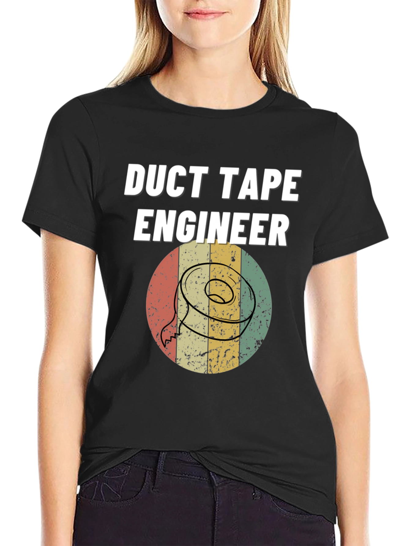 Black Duct Tape Engineer T-Shirt - Retro Design view 2