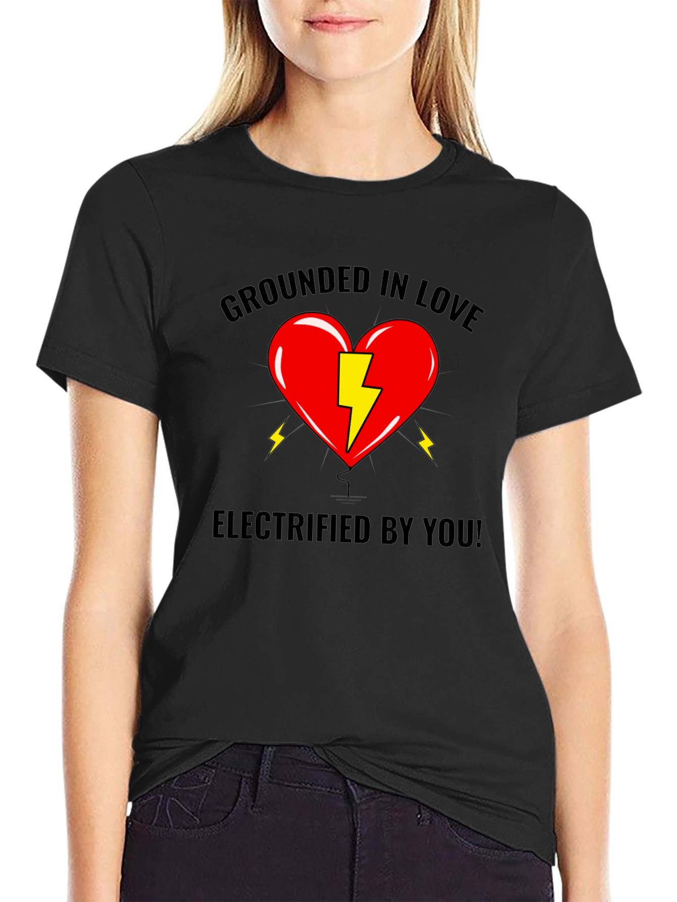 Black Grounded In Love T-Shirt - Electrified By You! Graphic Tee view 2