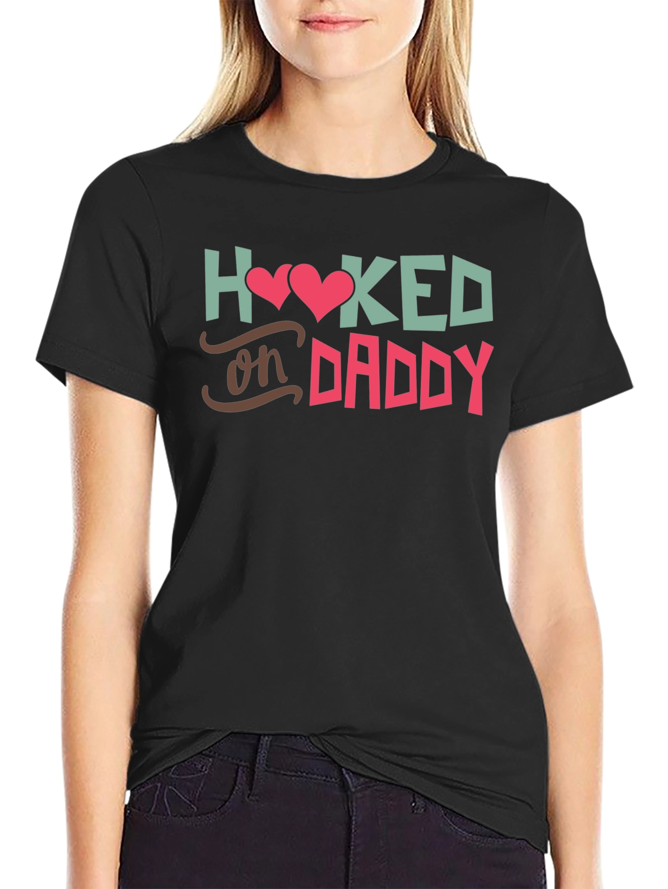 Black Hooked On Daddy - Black T-Shirt view 2