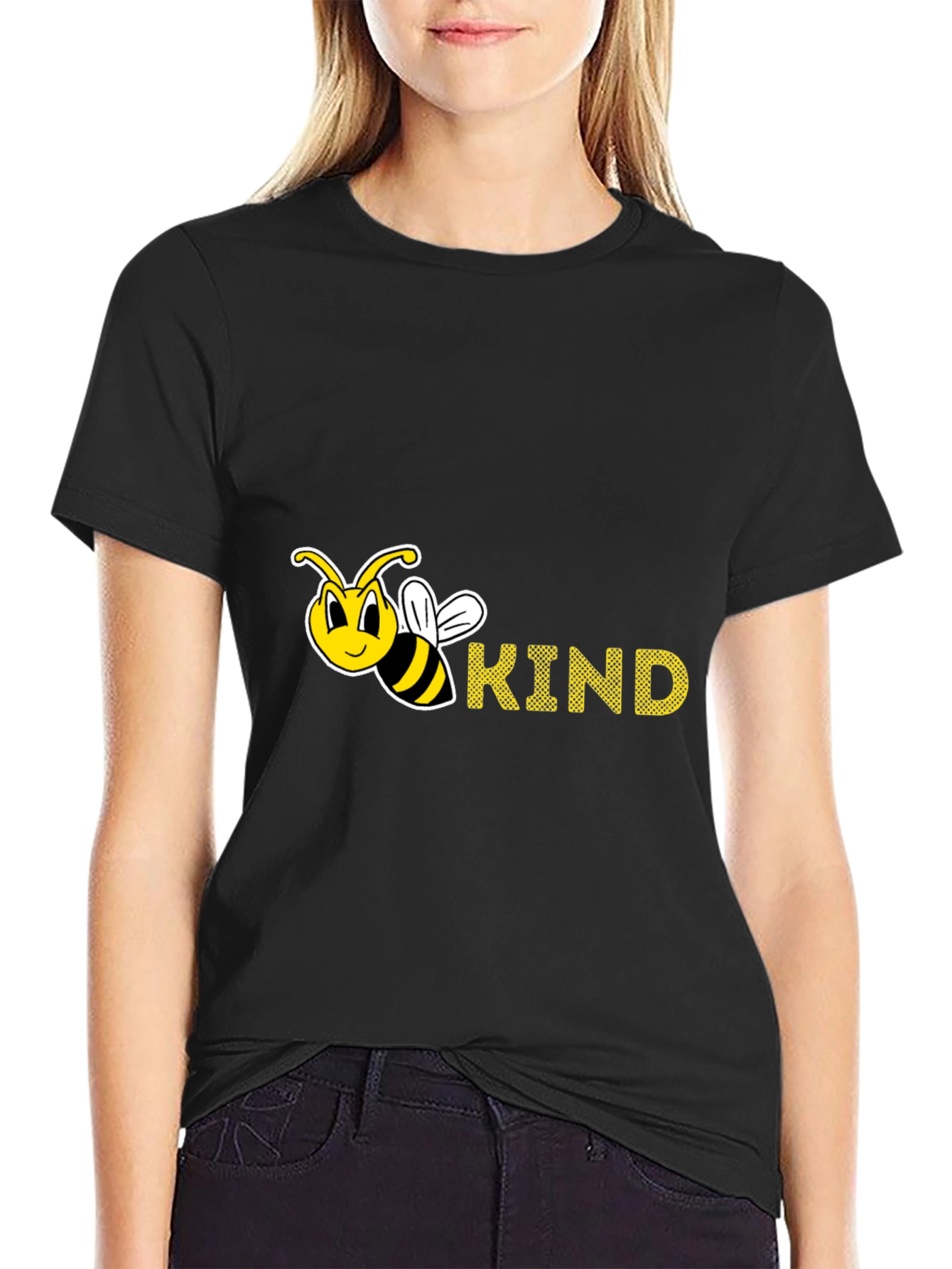 Black Bee Kind T-Shirt - Unisex Black Tee view 2