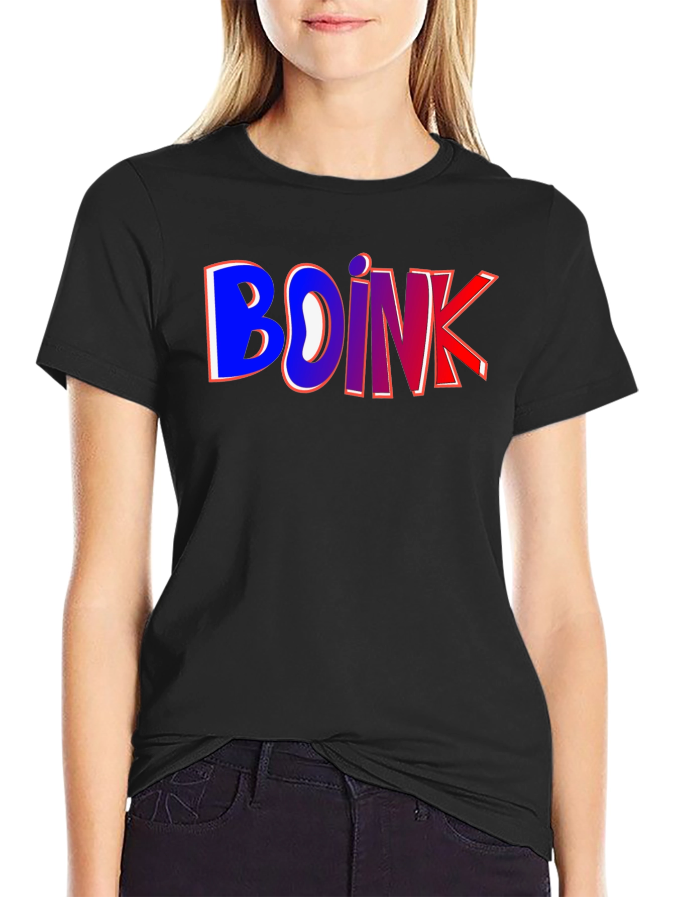 Black Boink Graphic T-Shirt - Crew Neck Cotton Tee view 2