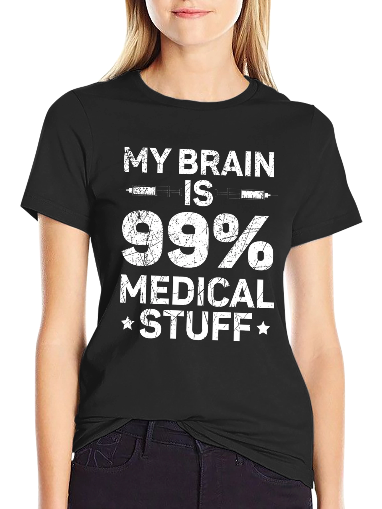 Black My Brain is 99% Medical Stuff T-Shirt view 2