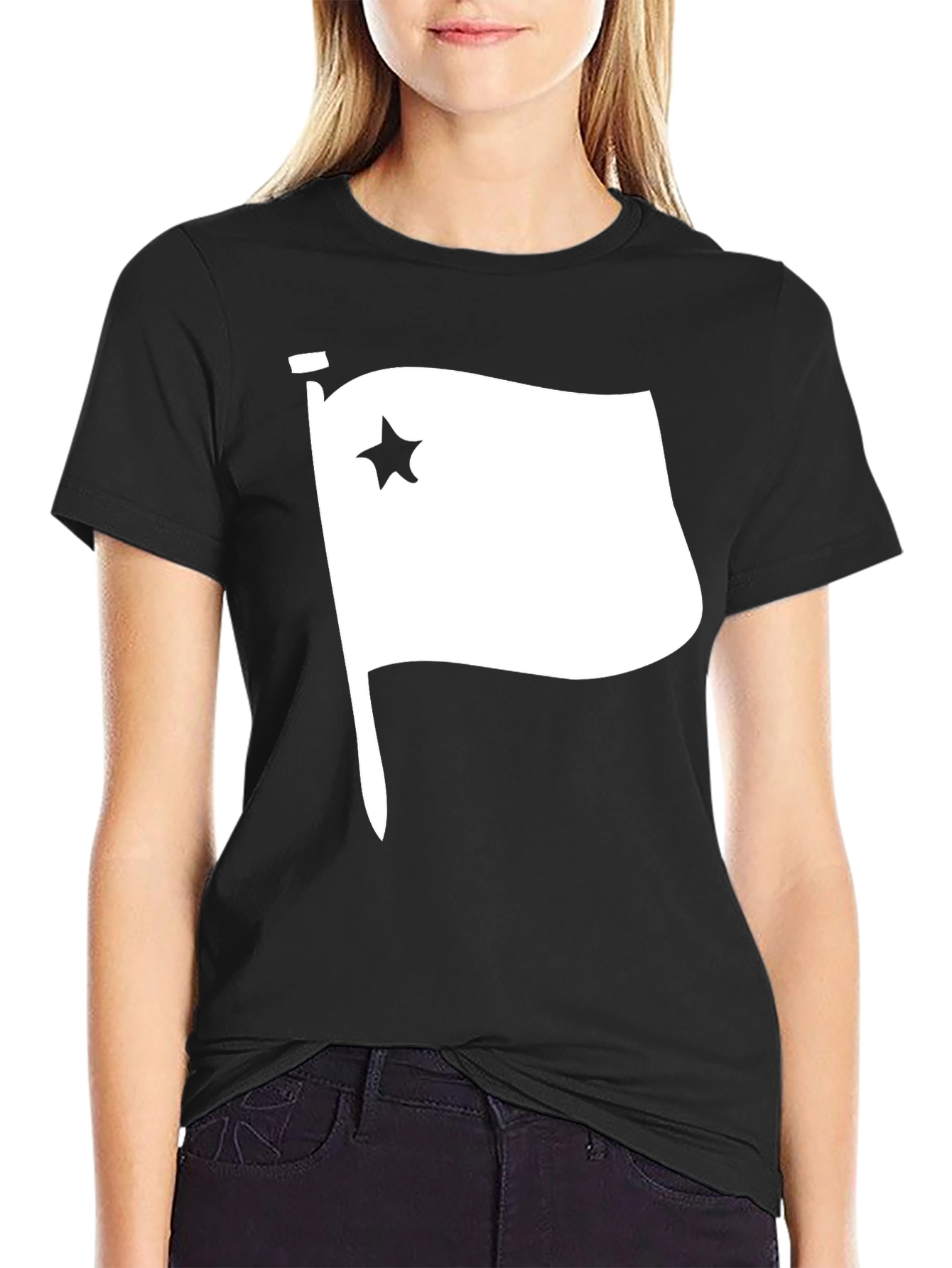 Black Star Flag Graphic T-Shirt - Black Cotton Tee view 2