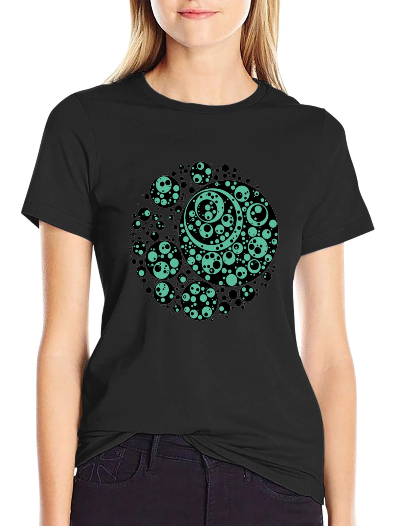 Black Abstract Circles Graphic Tee - Men's Black T-Shirt view 2