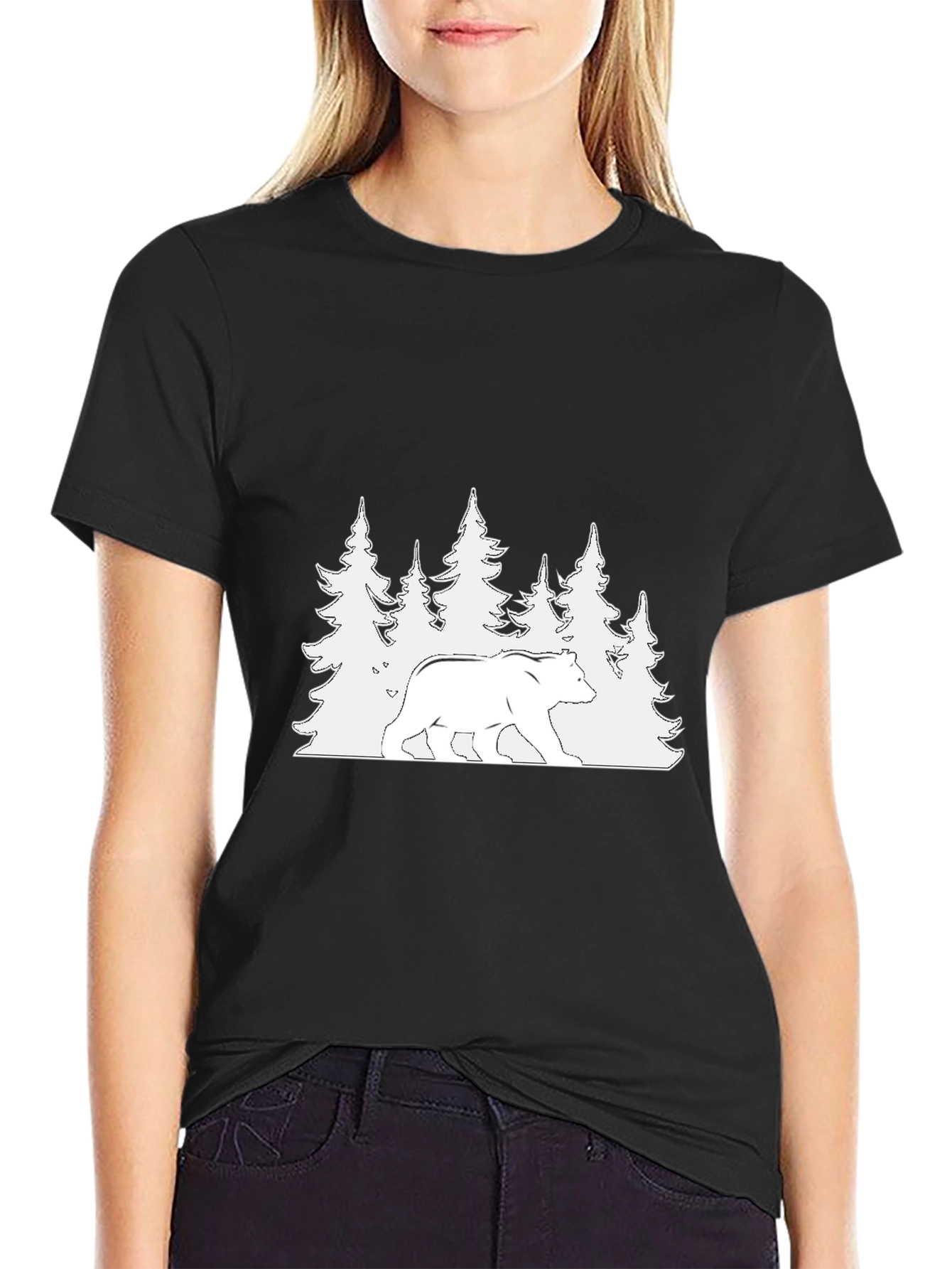 Black Bear & Forest Graphic Tee - Nature Lover Apparel view 2