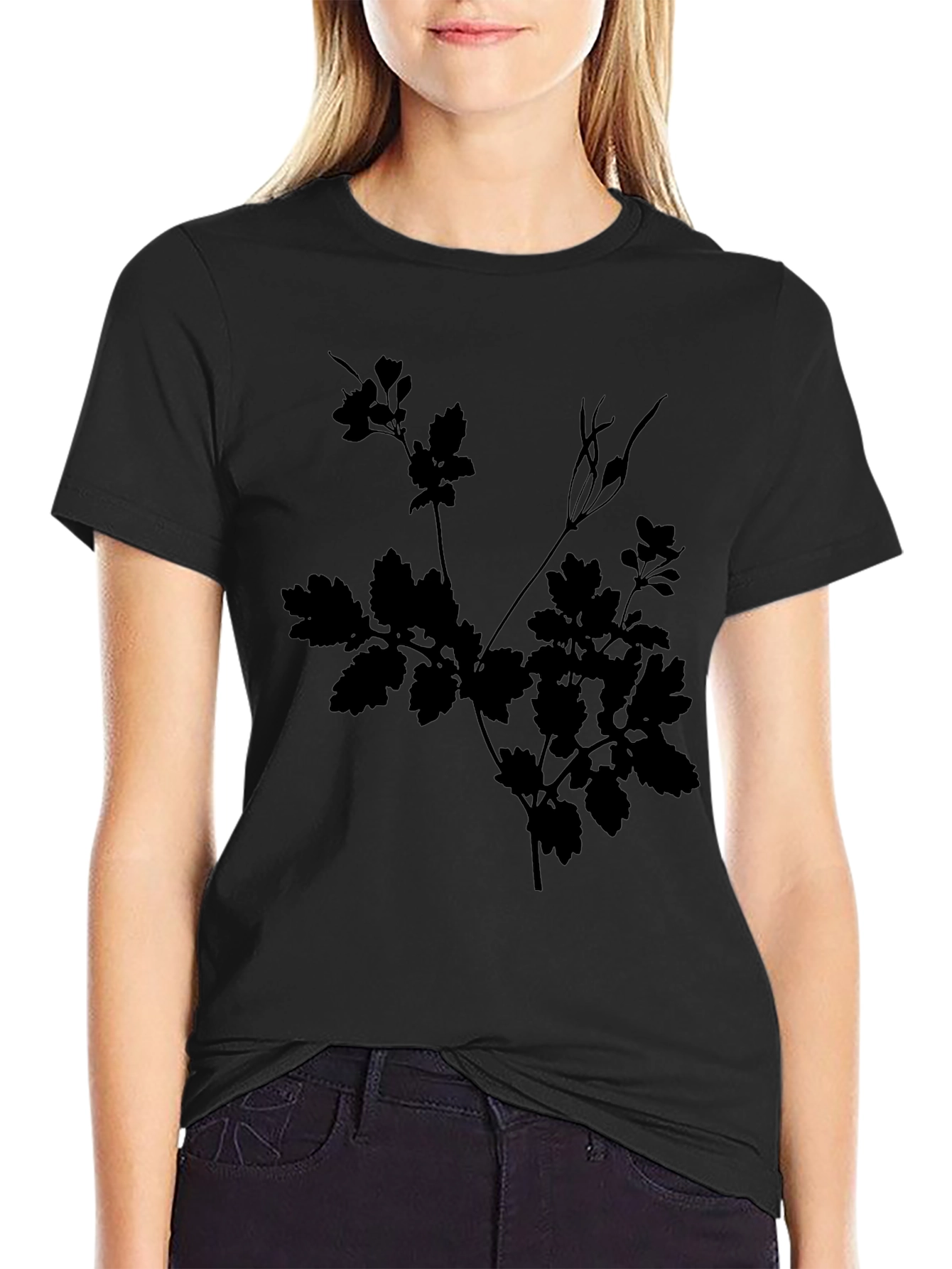 Black Botanical Silhouette Tee view 2