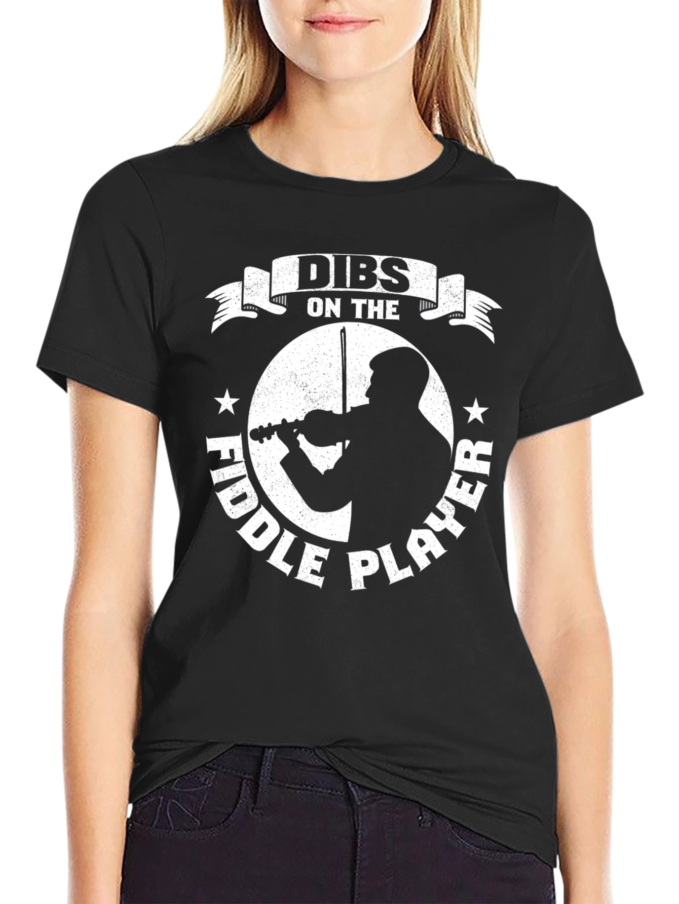 Black Dibs on the Fiddle Player Black T-Shirt view 2