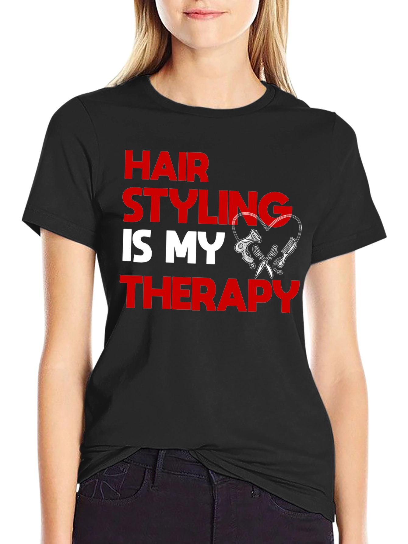 Black Hair Styling Is My Therapy Graphic Tee view 2