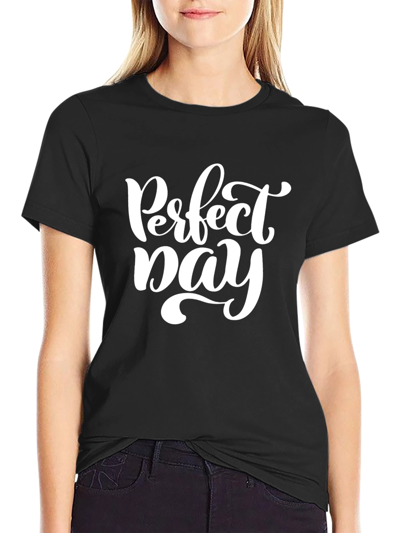 Black Perfect Day Graphic Tee - Stylish Crew Neck T-Shirt view 2