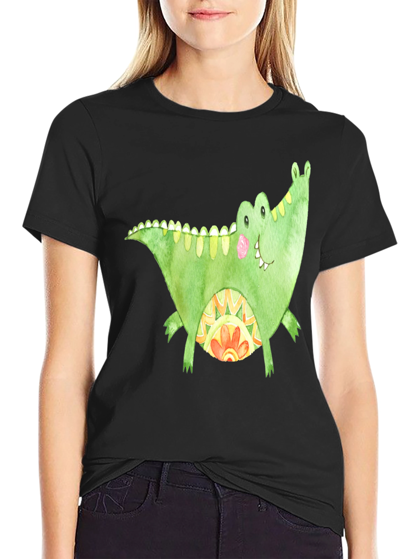 Black Fun Alligator Graphic Tee - Black view 2