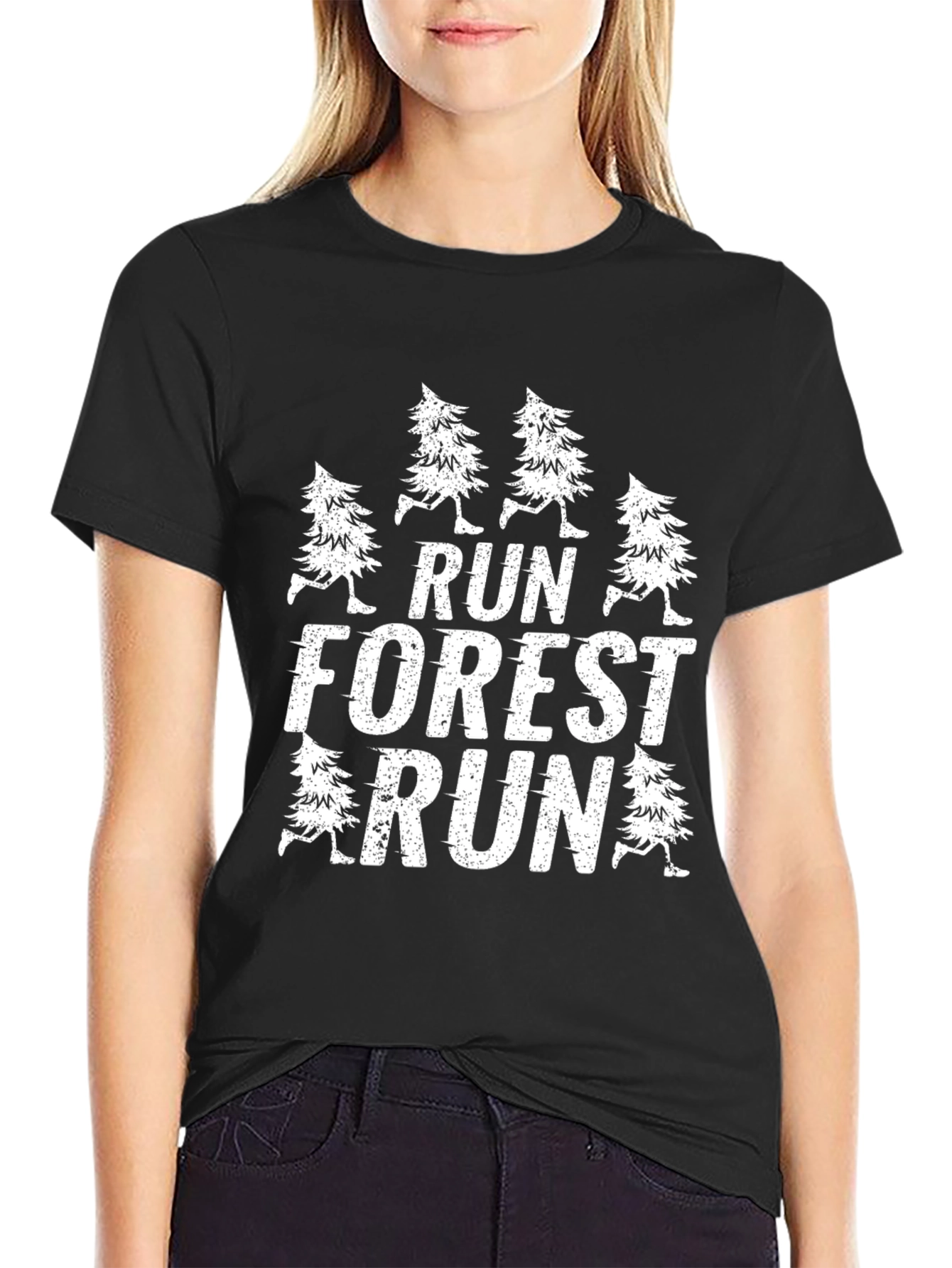 Black Run Forest Run Black Graphic Tee view 2