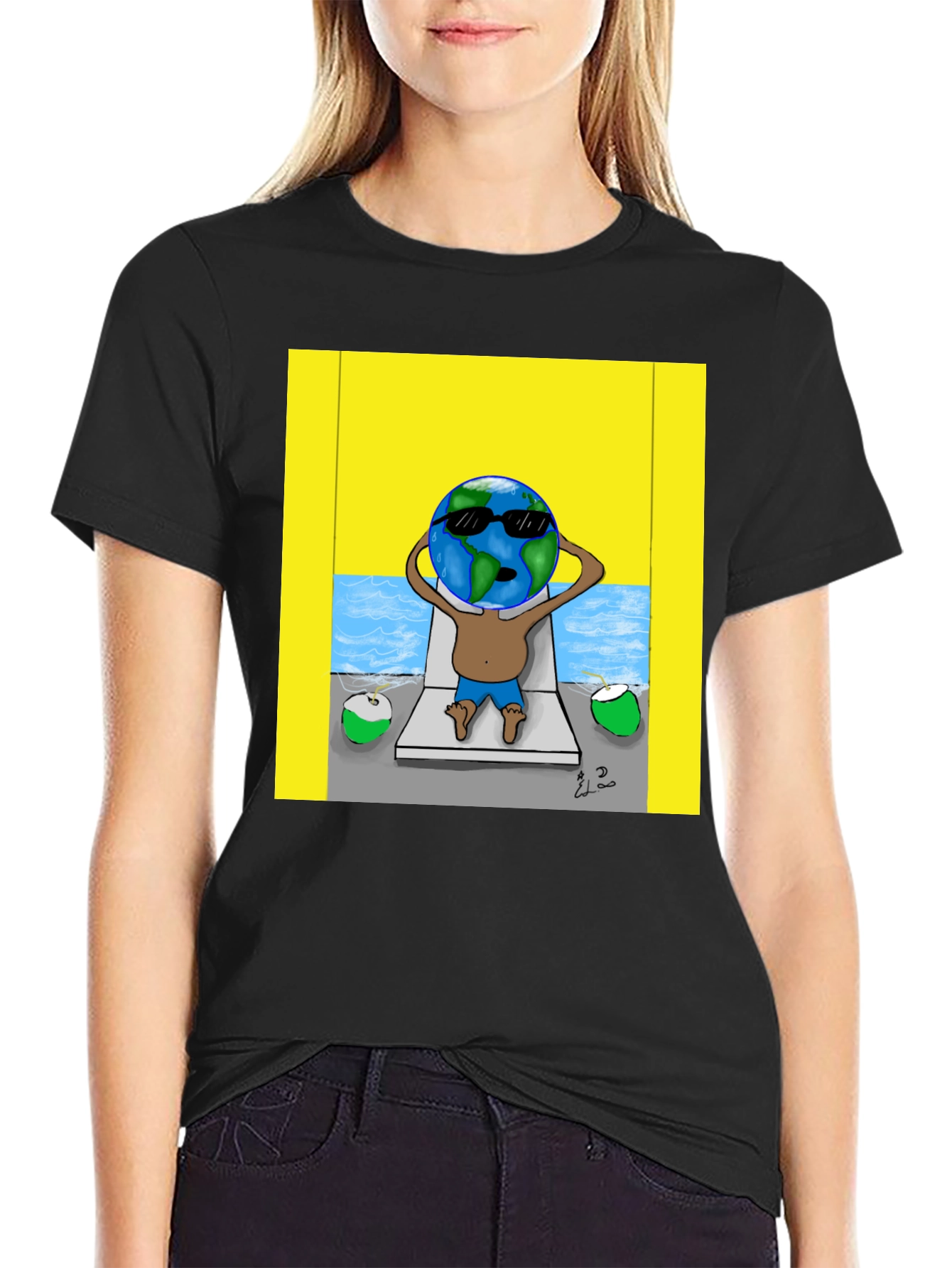 Black Earth Globe Beach T-Shirt view 2