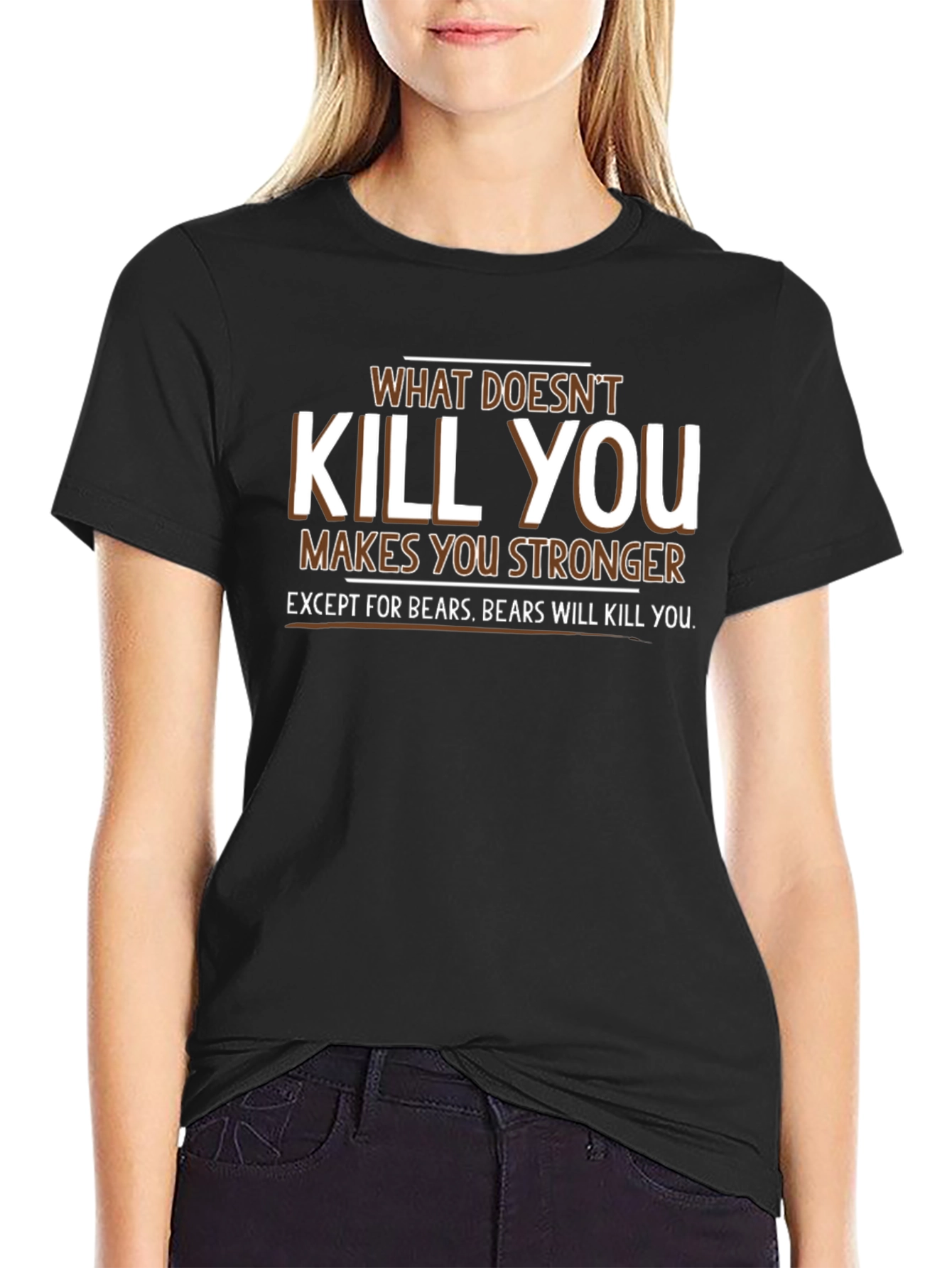 Black Humorous "Bears Will Kill You" Graphic Tee view 2
