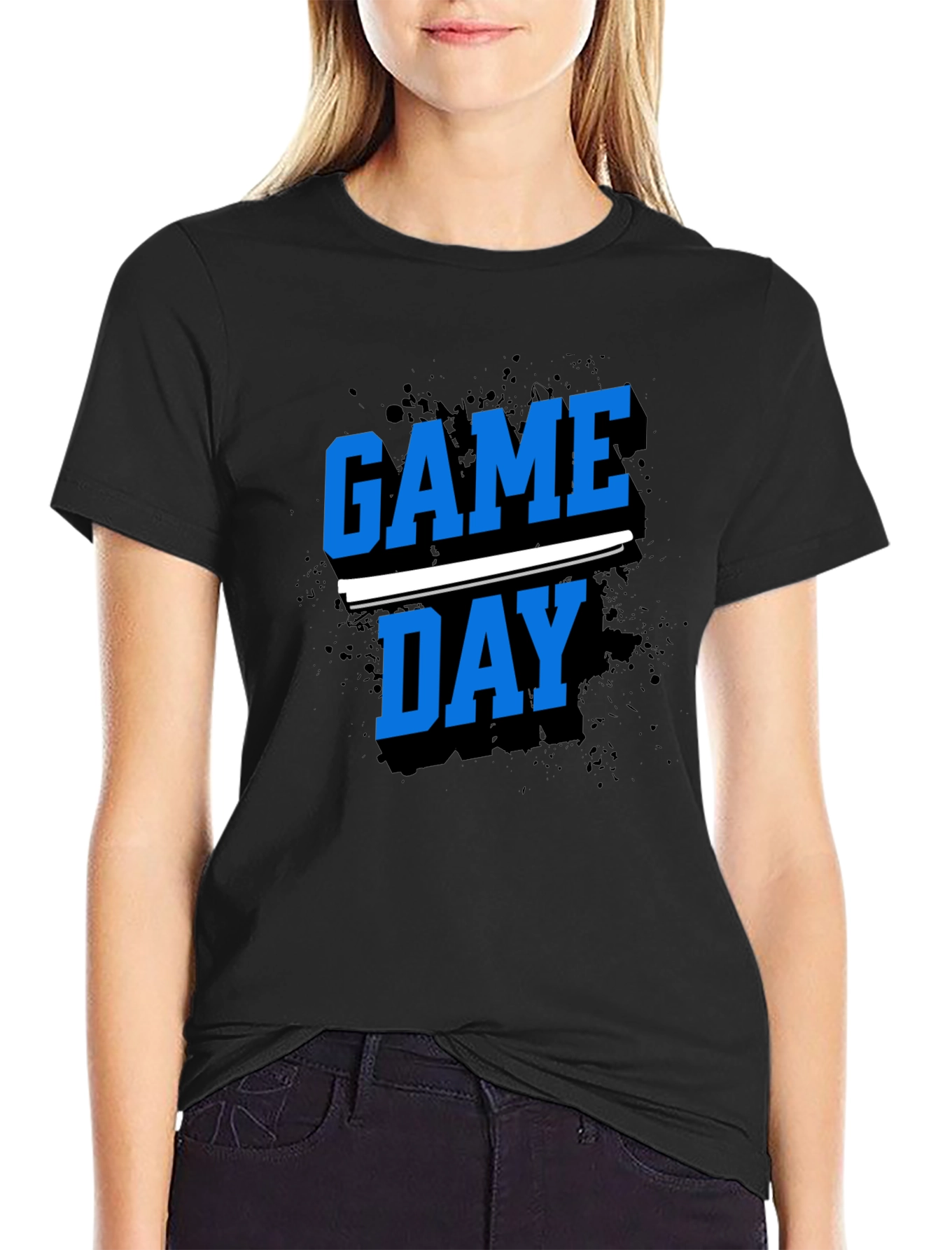 Black Game Day T-Shirt - Black Crew Neck Tee view 2