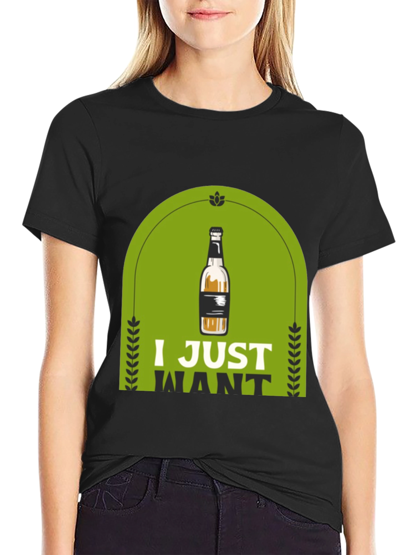 Black I Just Want Beer T-Shirt view 2